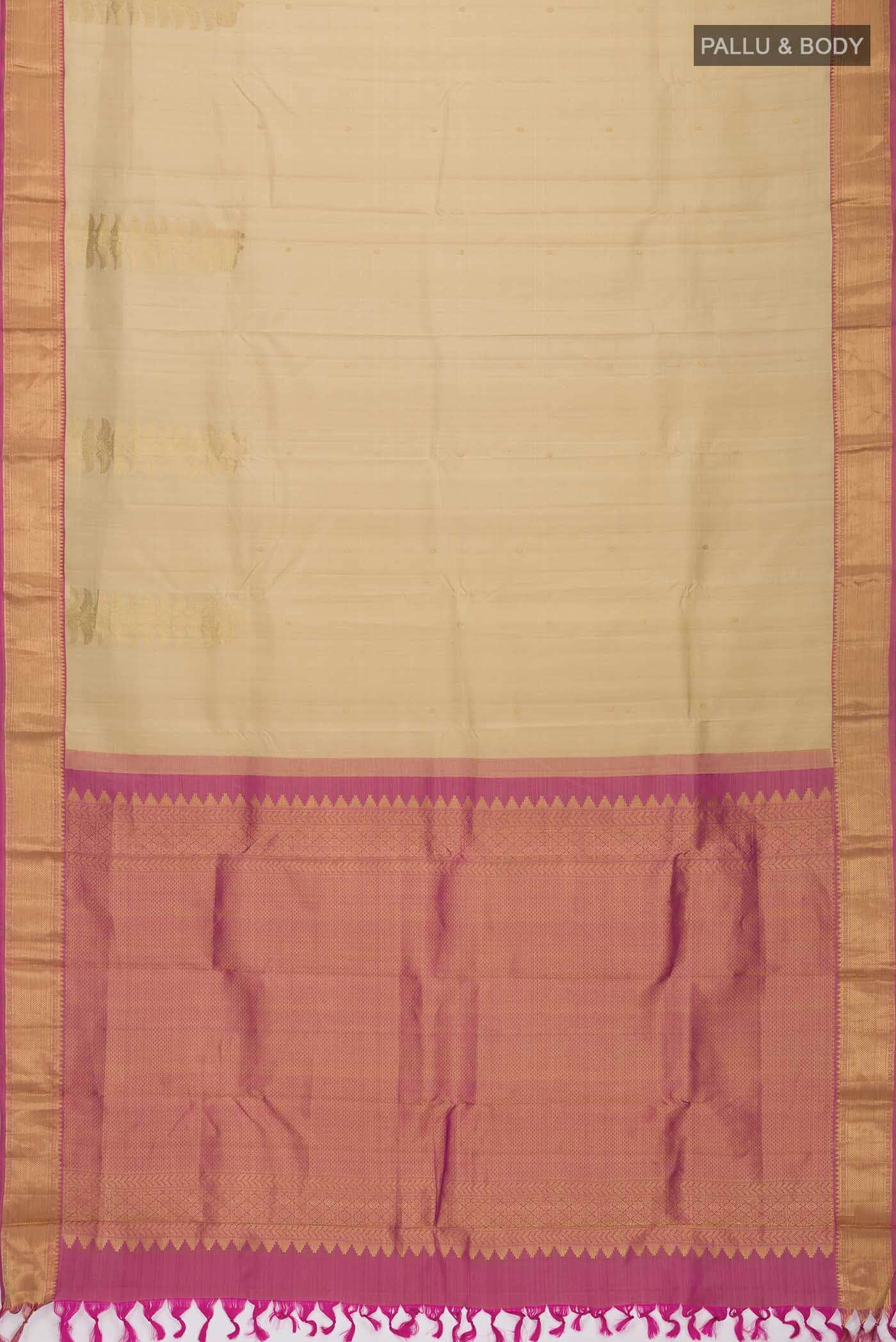 Beige Kanchipuram Silk Saree