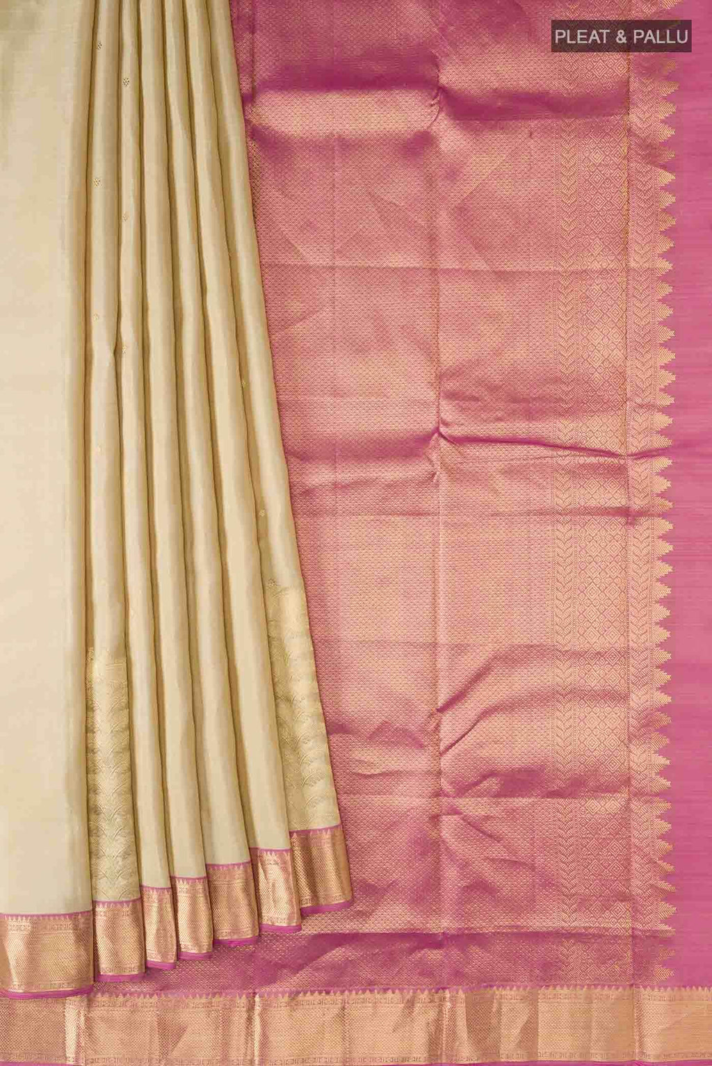 Beige Kanchipuram Silk Saree