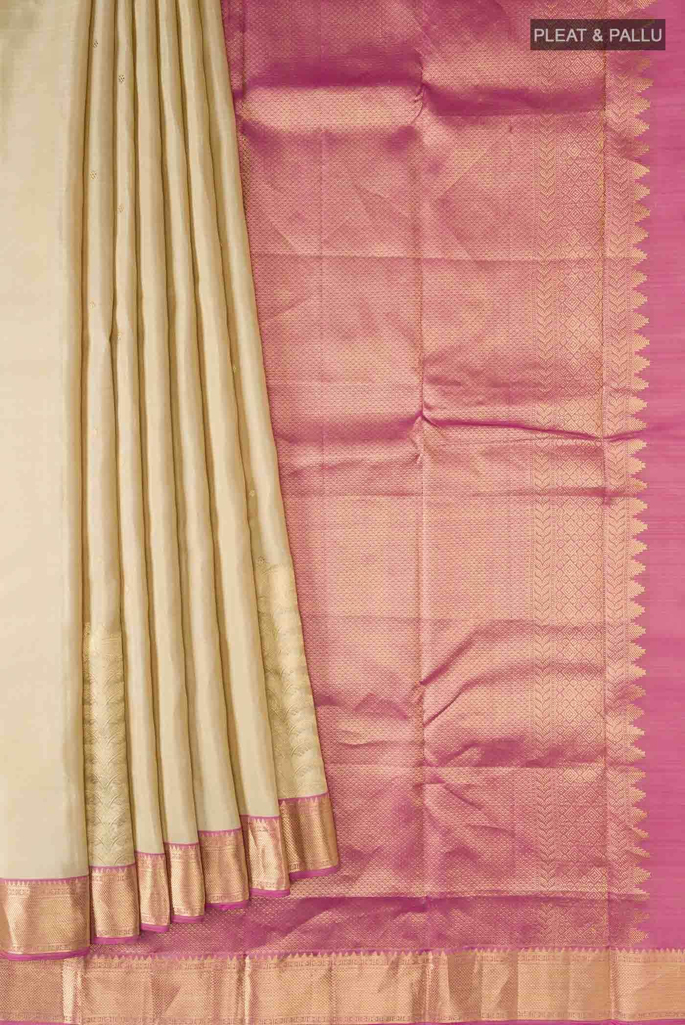 Beige Kanchipuram Silk Saree