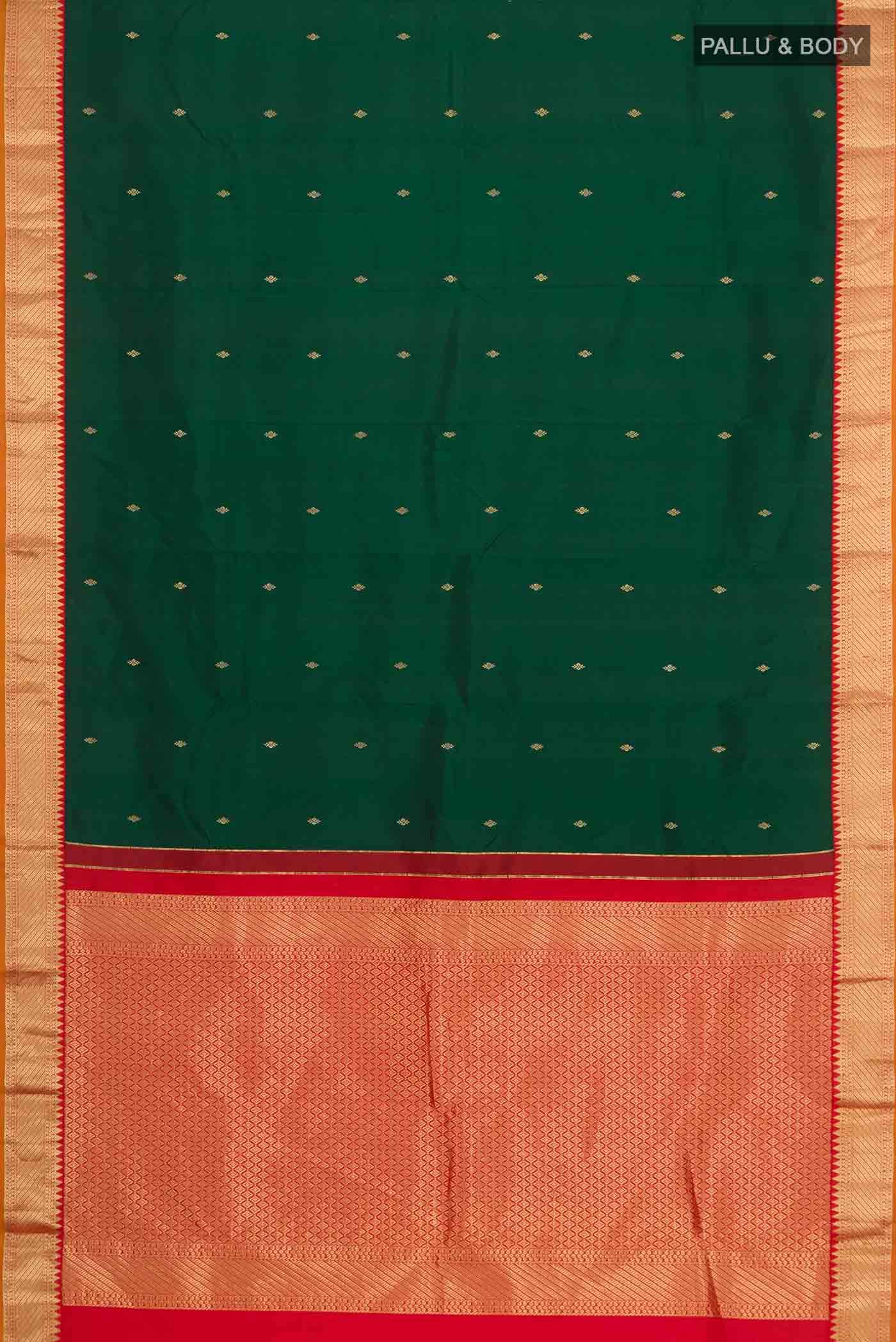 Bottle Green Kanchipuram Silk Saree