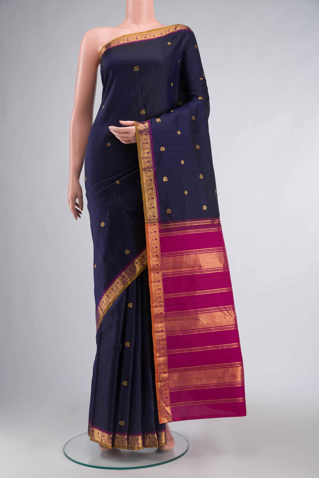 Navy Blue Kanchipuram Silk Saree
