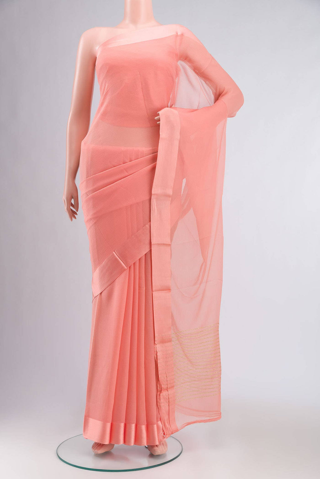 Peach Mysore Chiffon Saree