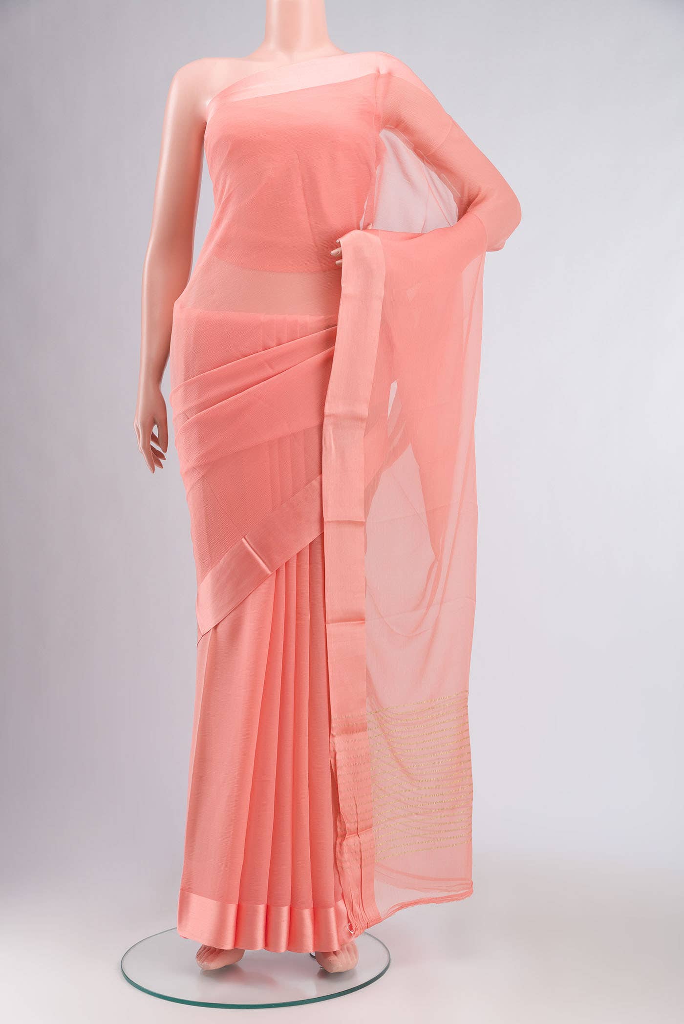 Peach Mysore Chiffon Saree