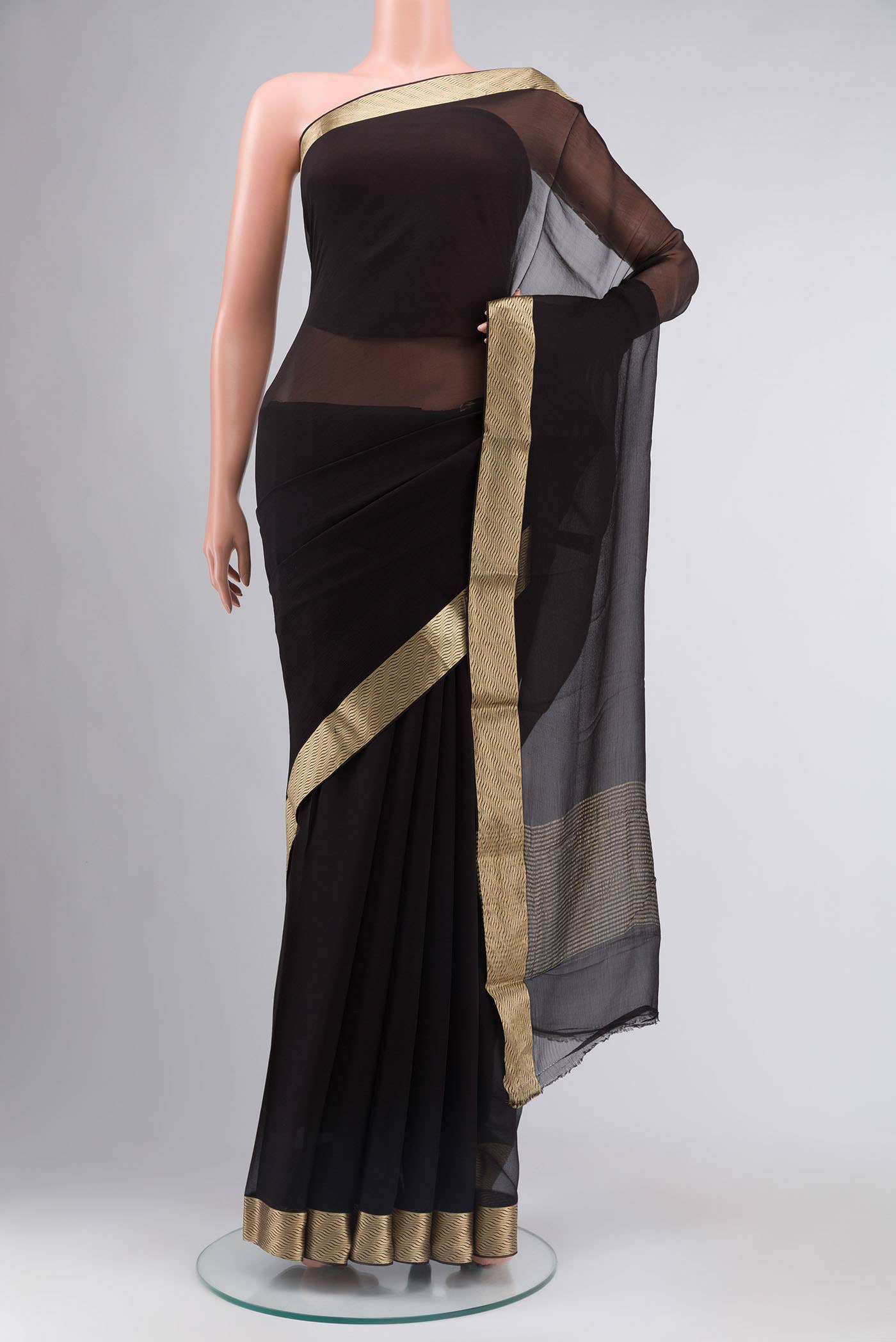 Black Mysore Chiffon Saree
