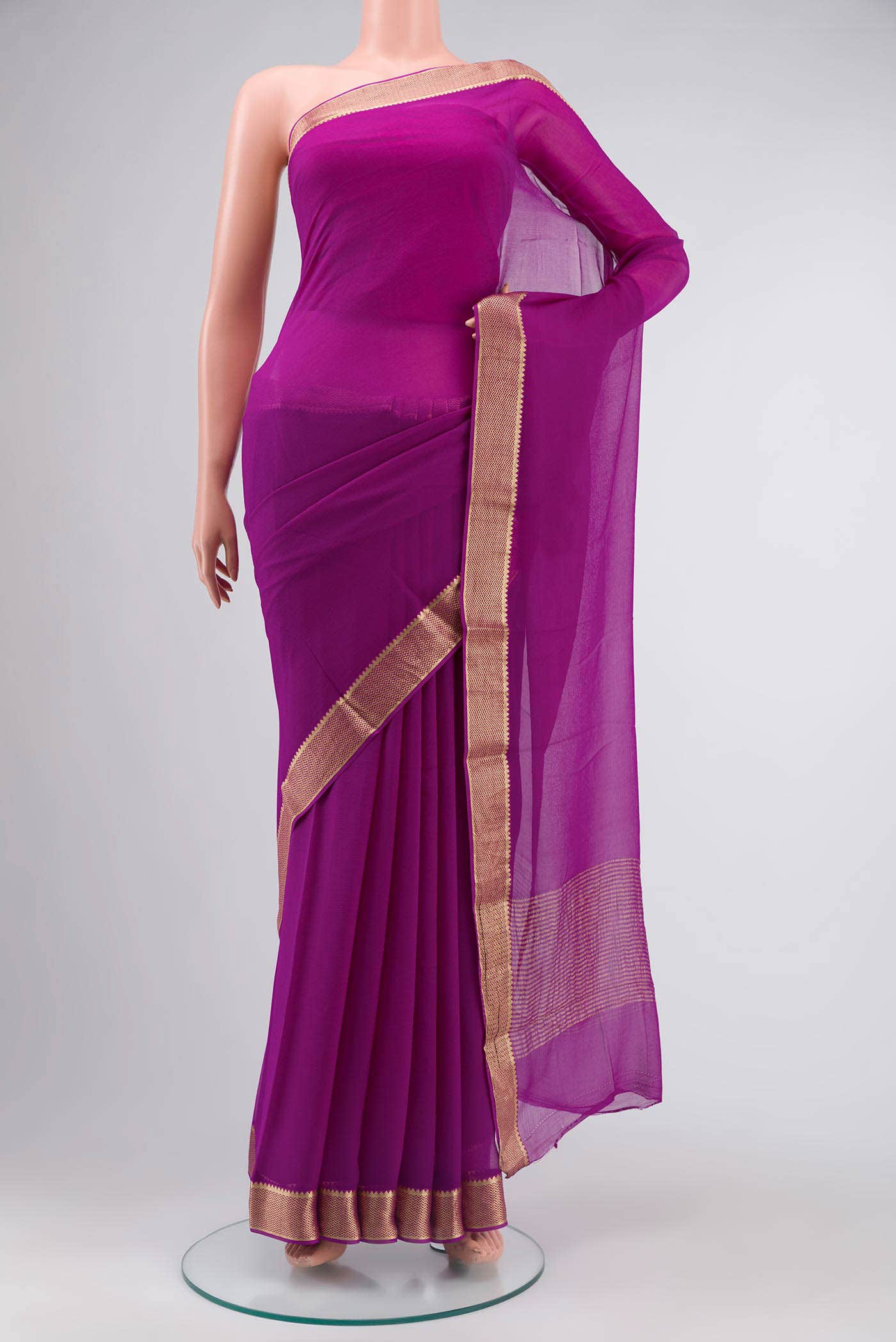 Magenta Mysore Chiffon Saree