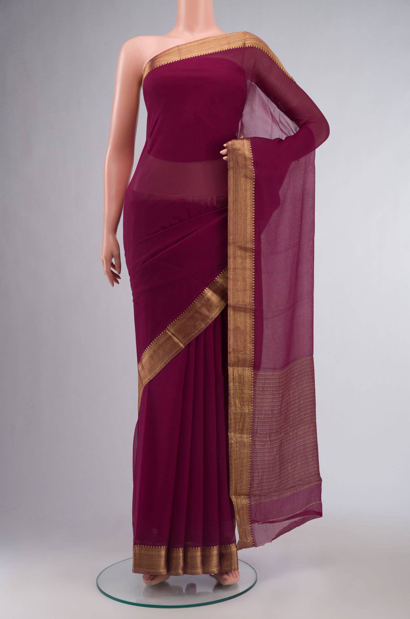 Magenta Mysore Chiffon Saree