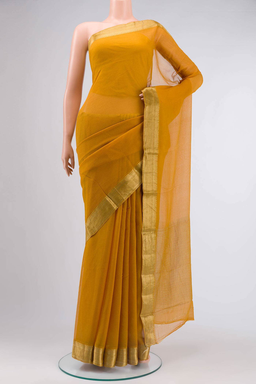 Mustard Mysore Chiffon Saree
