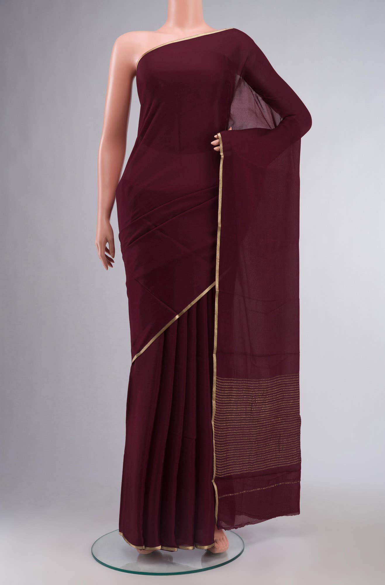 Burgundy Mysore Crepe Saree