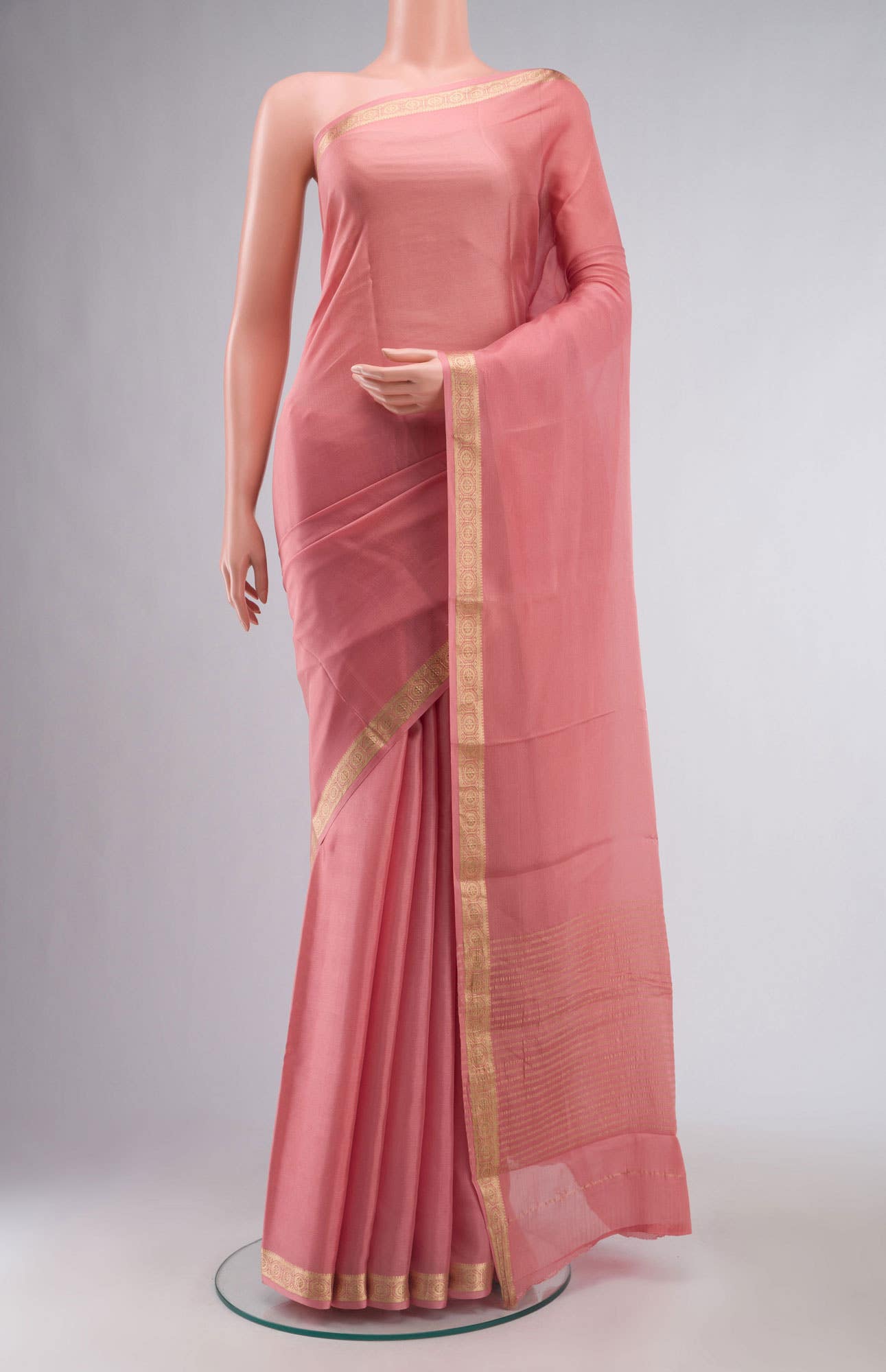 Peach Mysore Crepe Saree