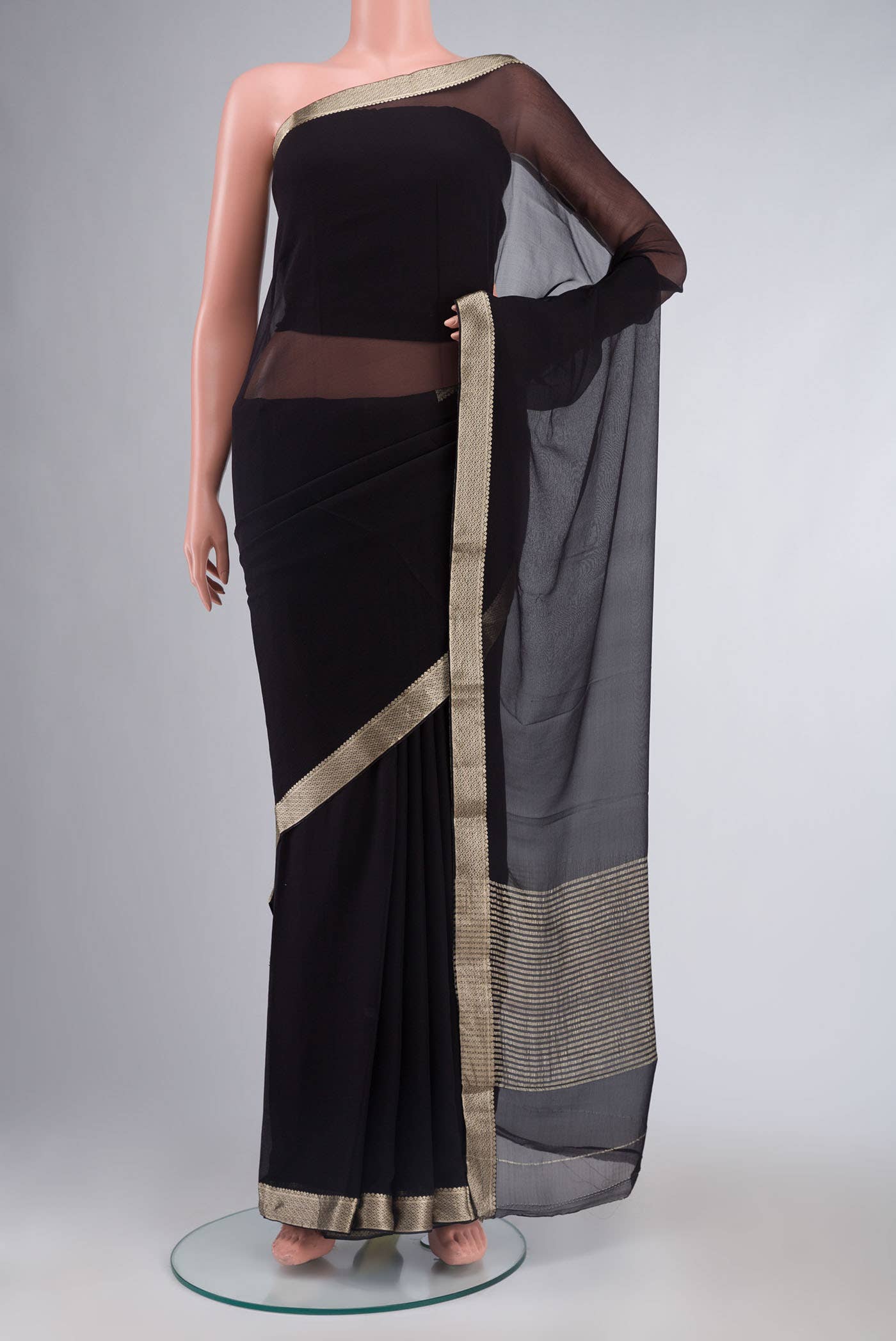 Black Mysore Chiffon Saree