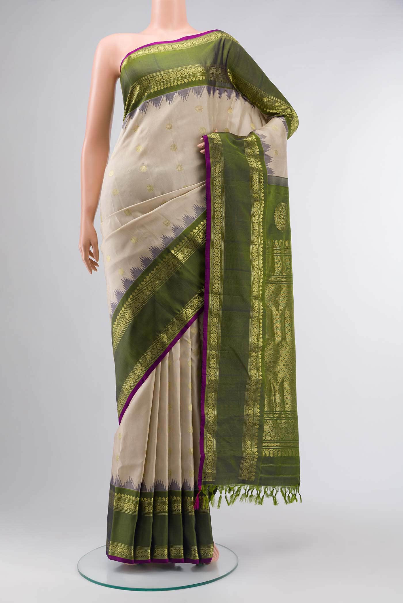 Beige Gadwal Silk Saree