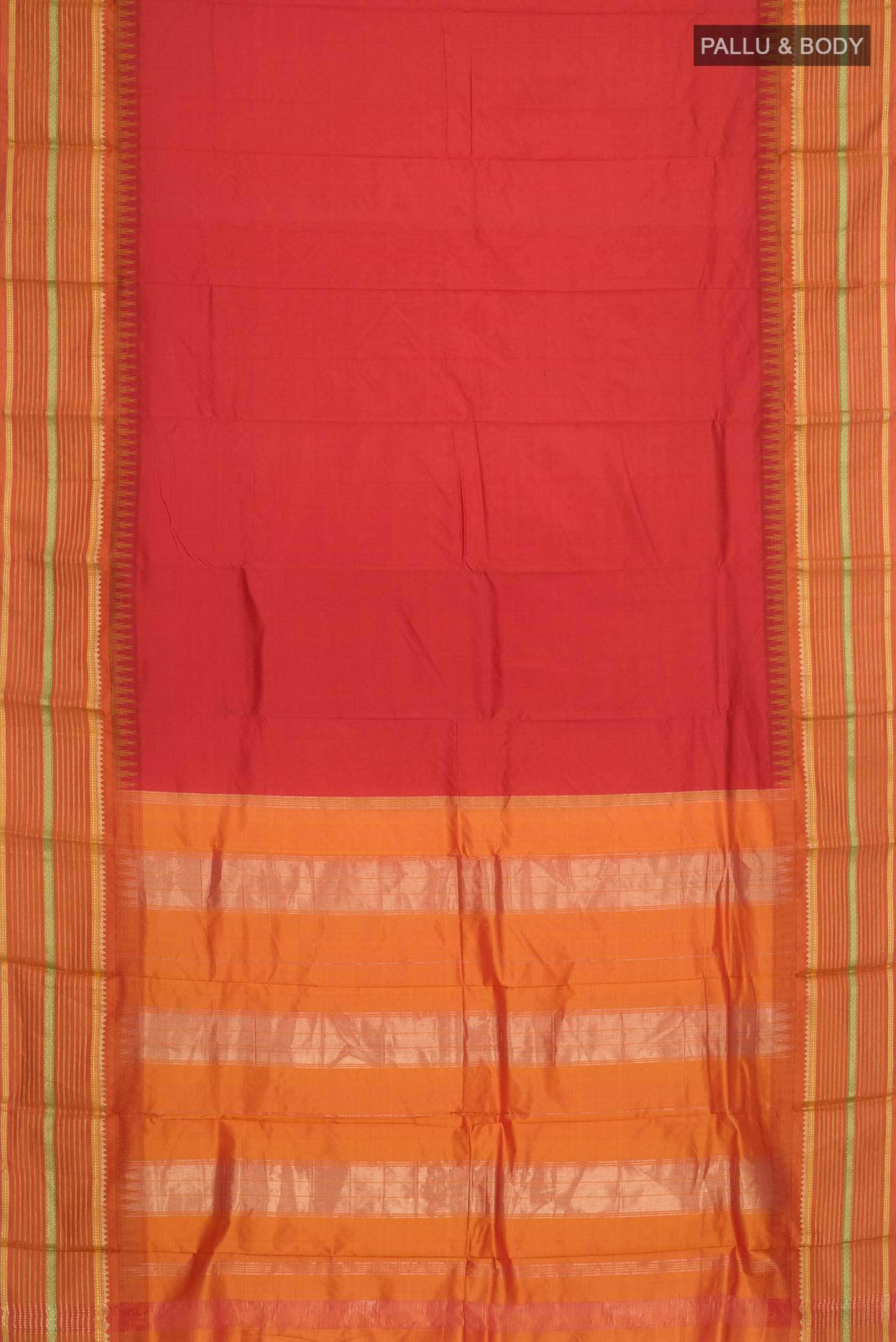 Red Dual Tone Bangalore Silk - kadyal Saree