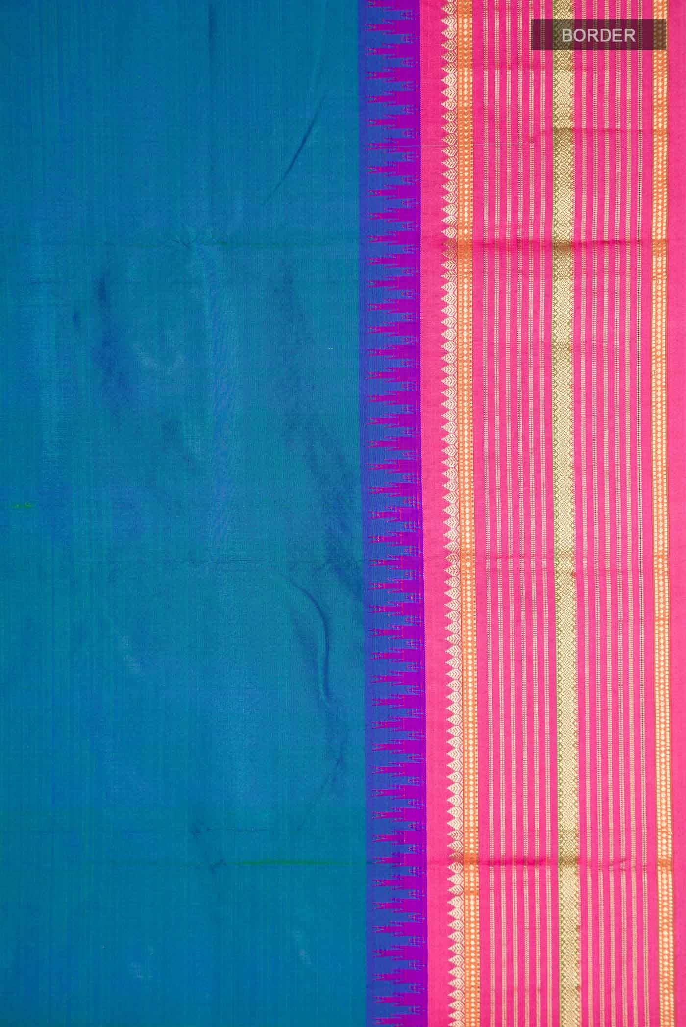 Blue with Green Dual Tone Bangalore Silk - kadyal Saree