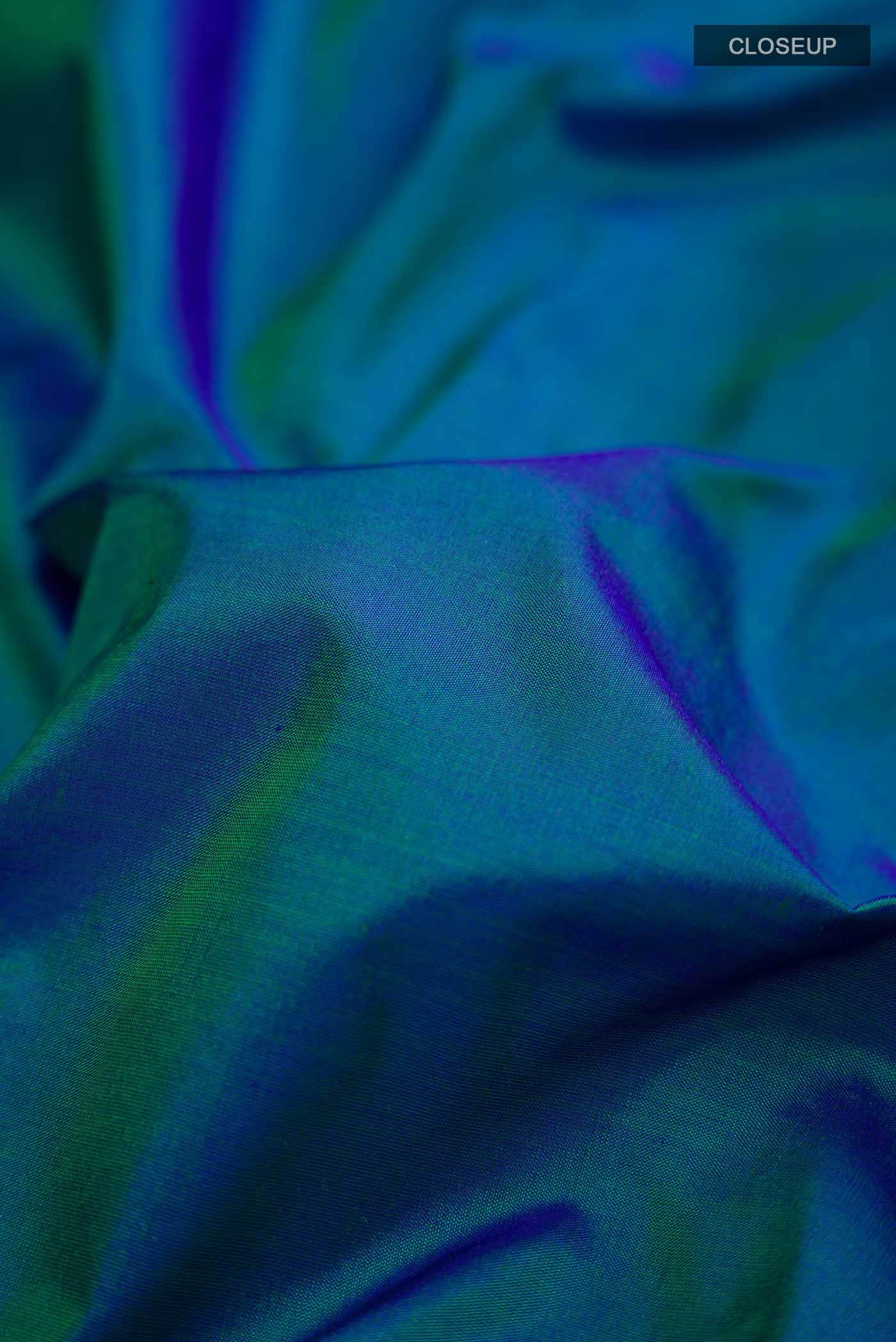 Blue with Green Dual Tone Bangalore Silk - kadyal Saree