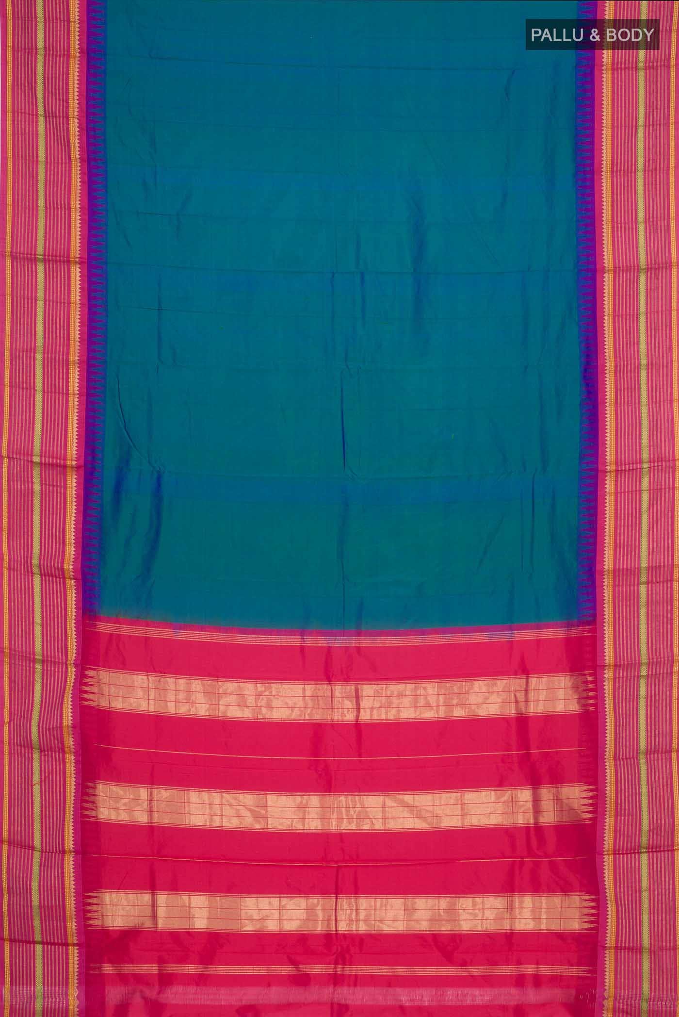Blue with Green Dual Tone Bangalore Silk - kadyal Saree