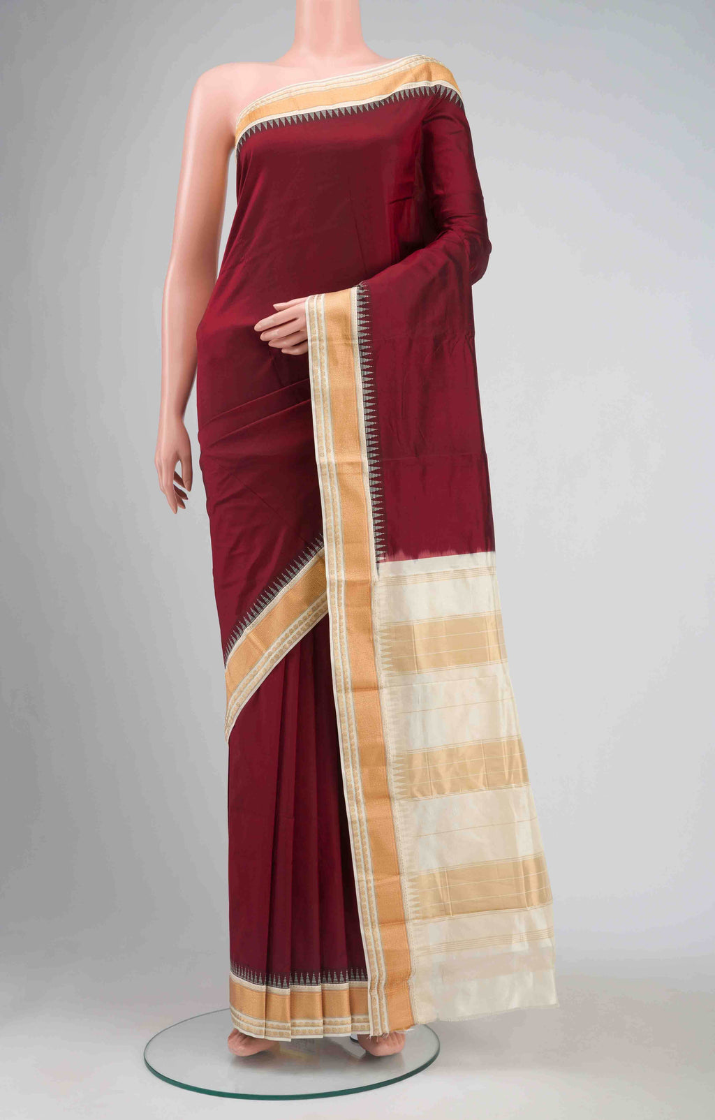 Maroon Bangalore Silk - kadyal Saree