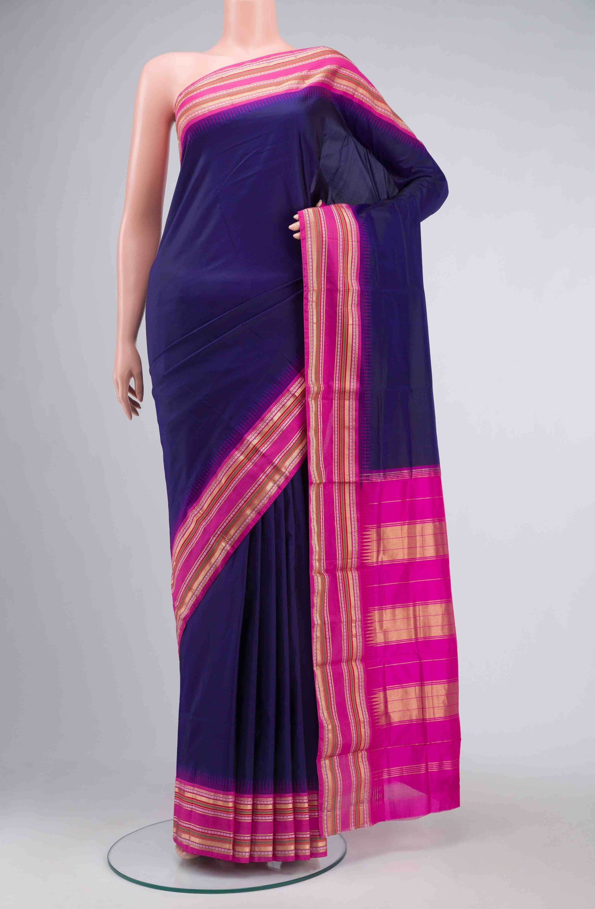 Navy Blue Bangalore Silk - kadyal Saree