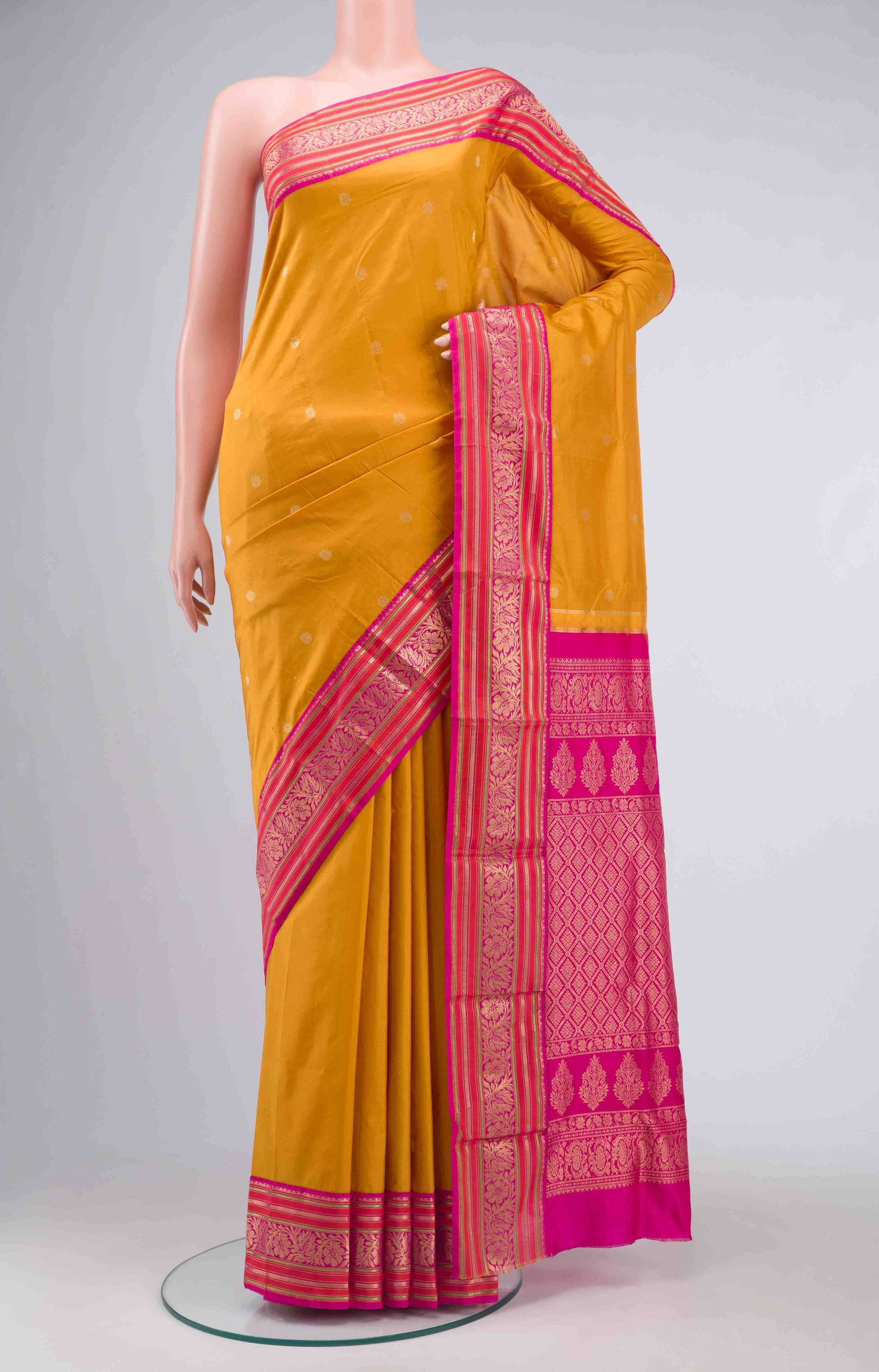 Mustard Bangalore Silk - kadyal Saree