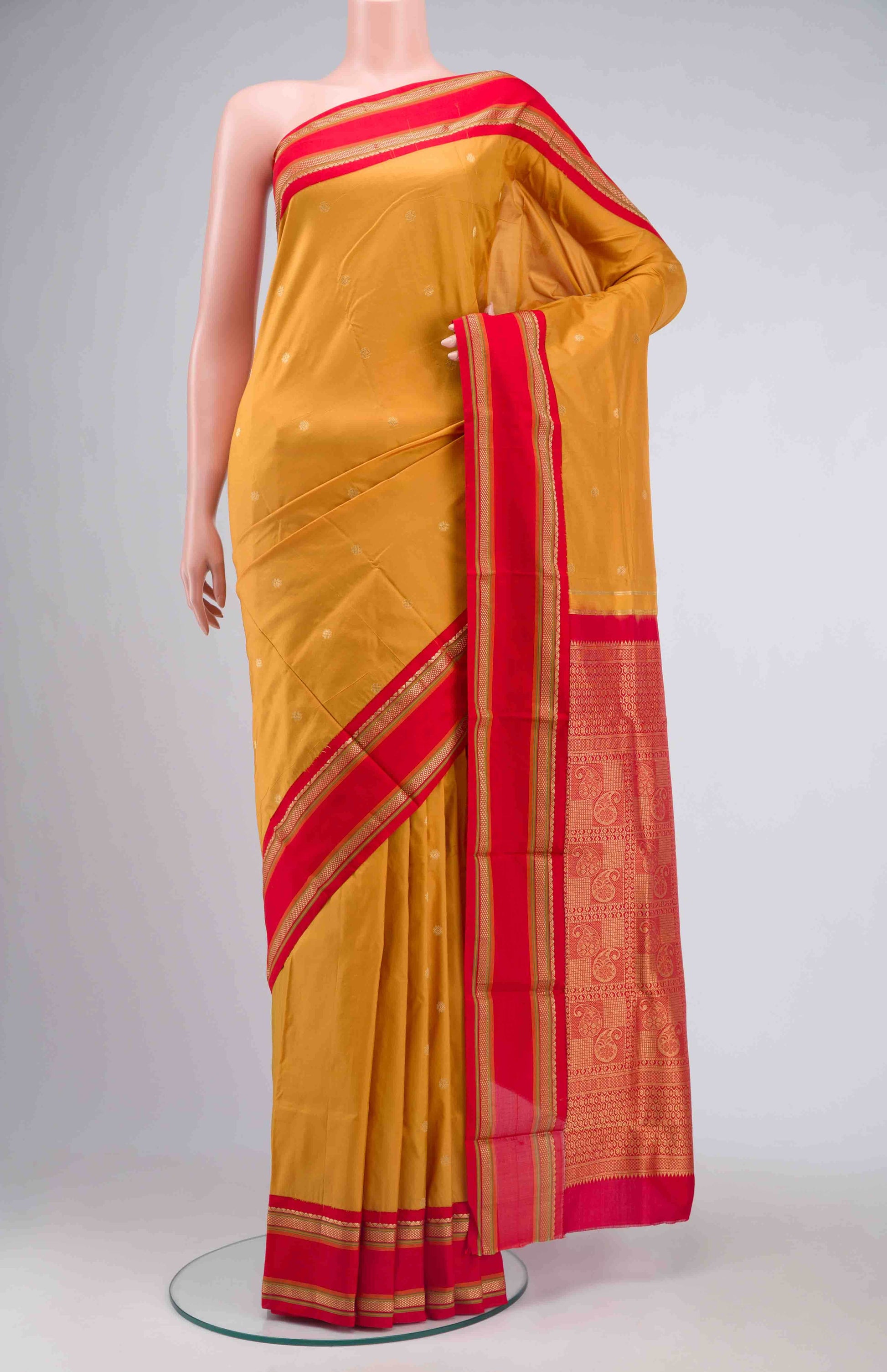 Mustard Bangalore Silk - kadyal Saree