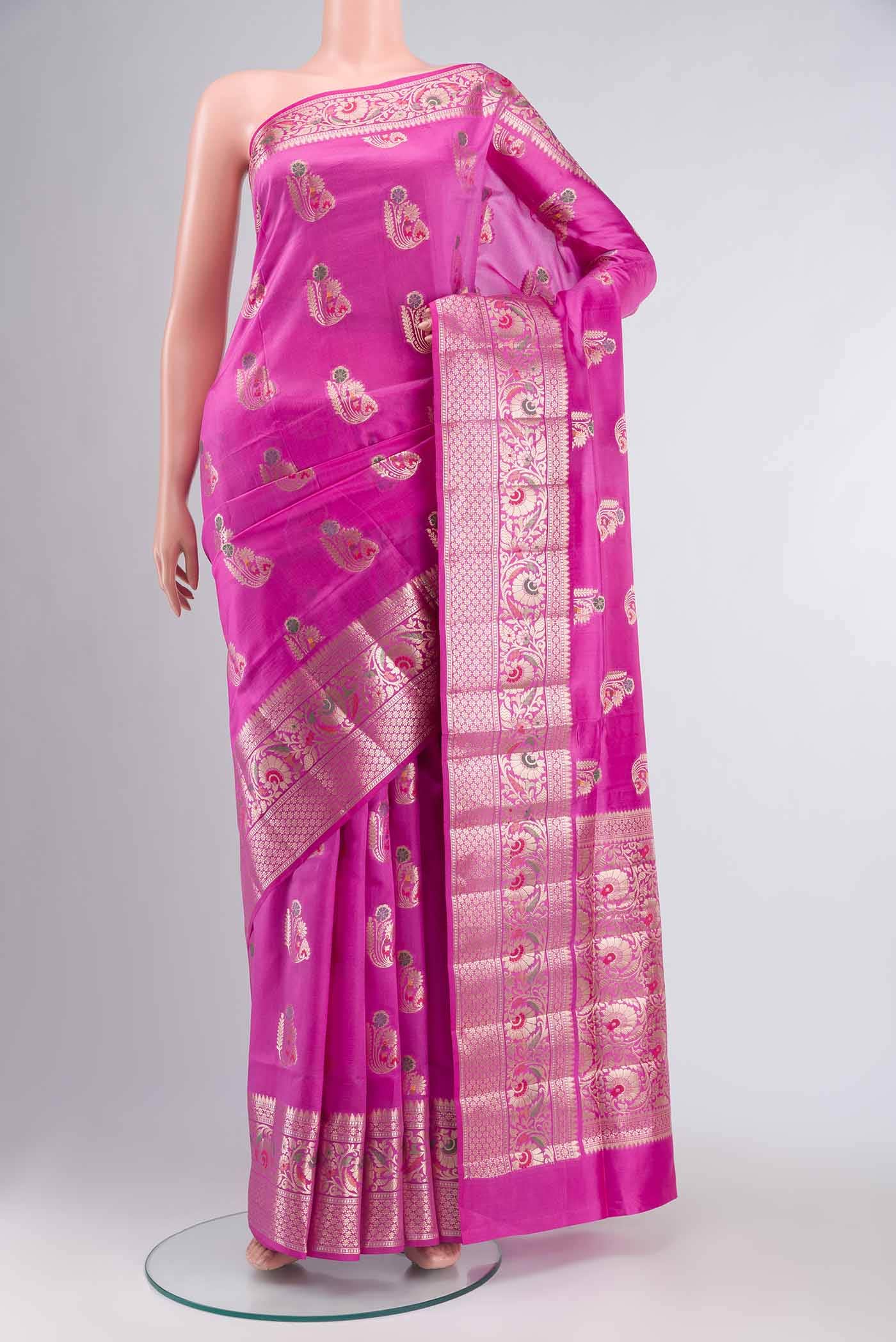 Pink Banarasi Raw Silk Saree