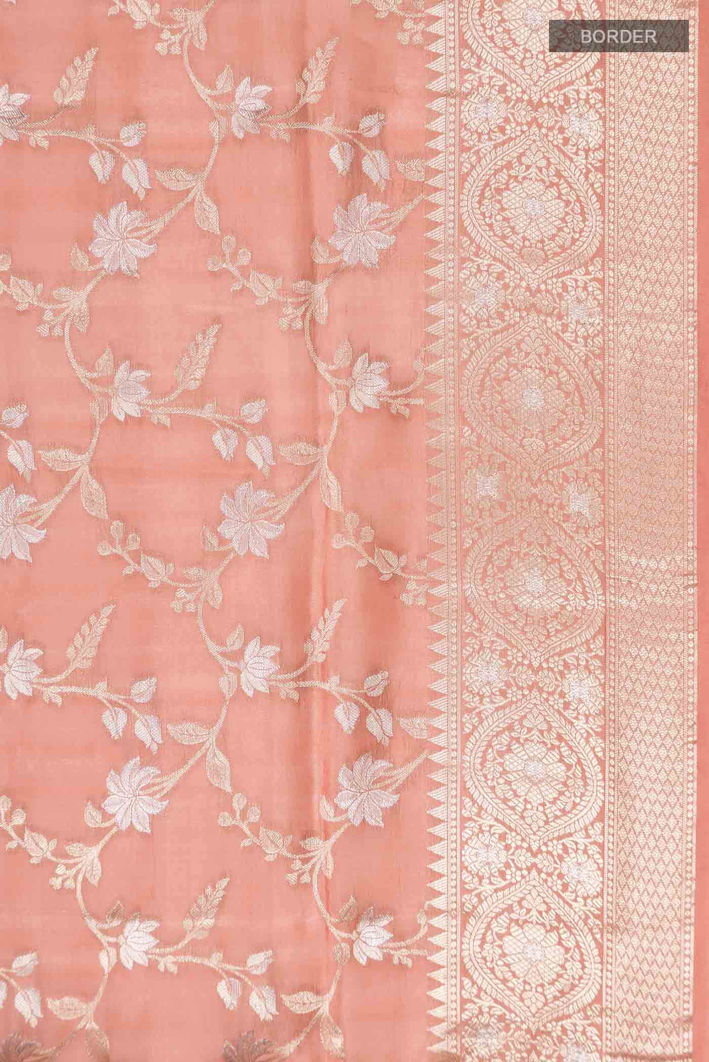 Peach Banarasi Raw Silk Saree