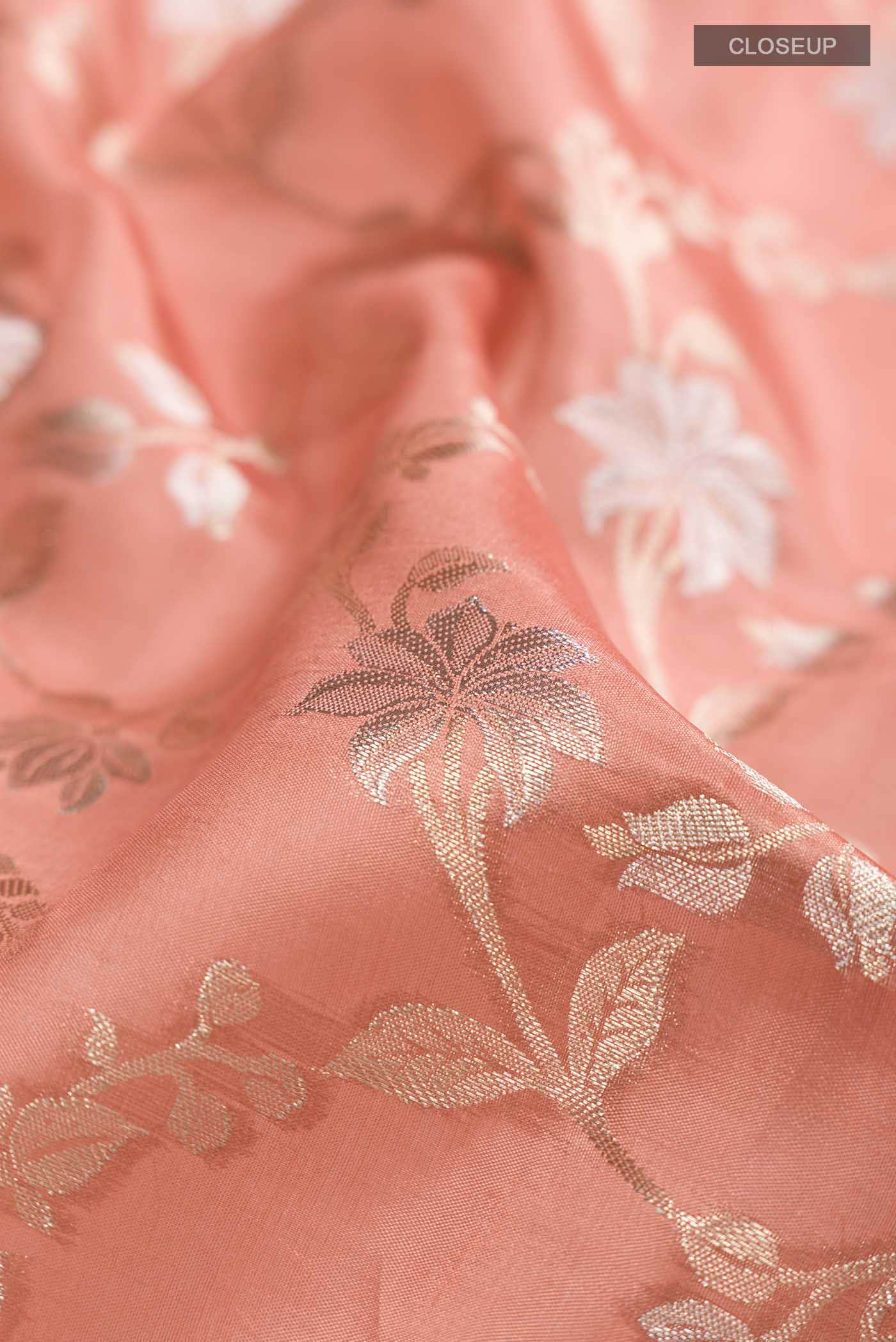 Peach Banarasi Raw Silk Saree