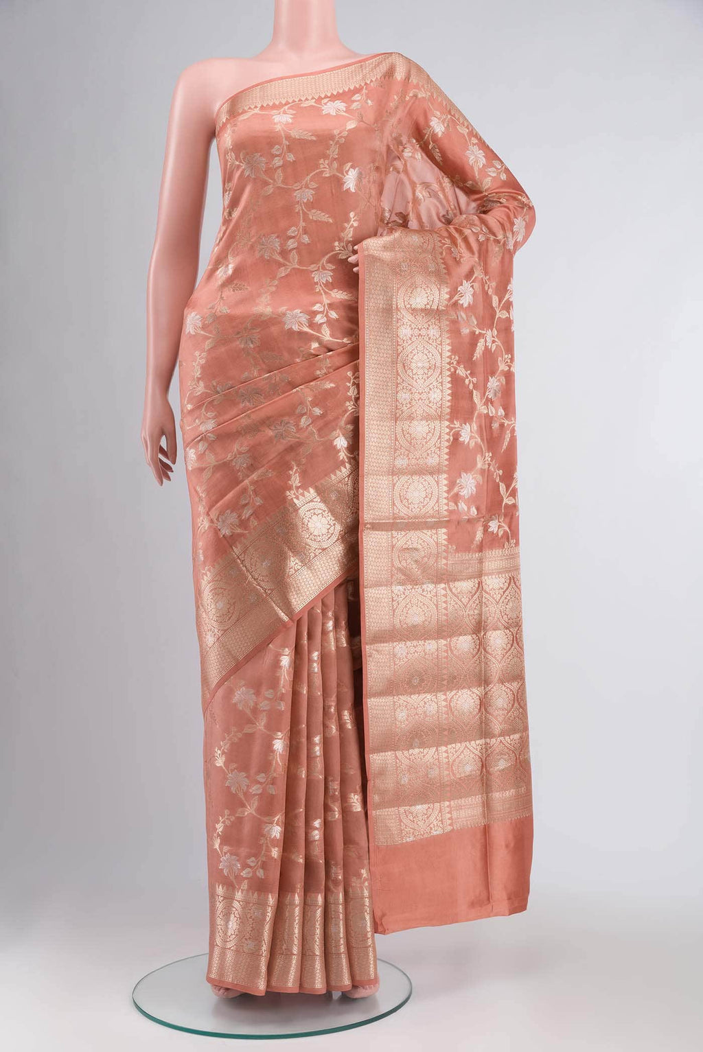 Peach Banarasi Raw Silk Saree