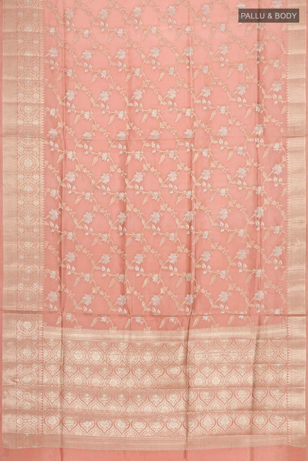 Peach Banarasi Raw Silk Saree