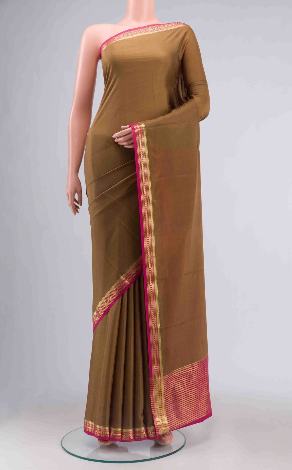 Brown Mysore Crepe Saree