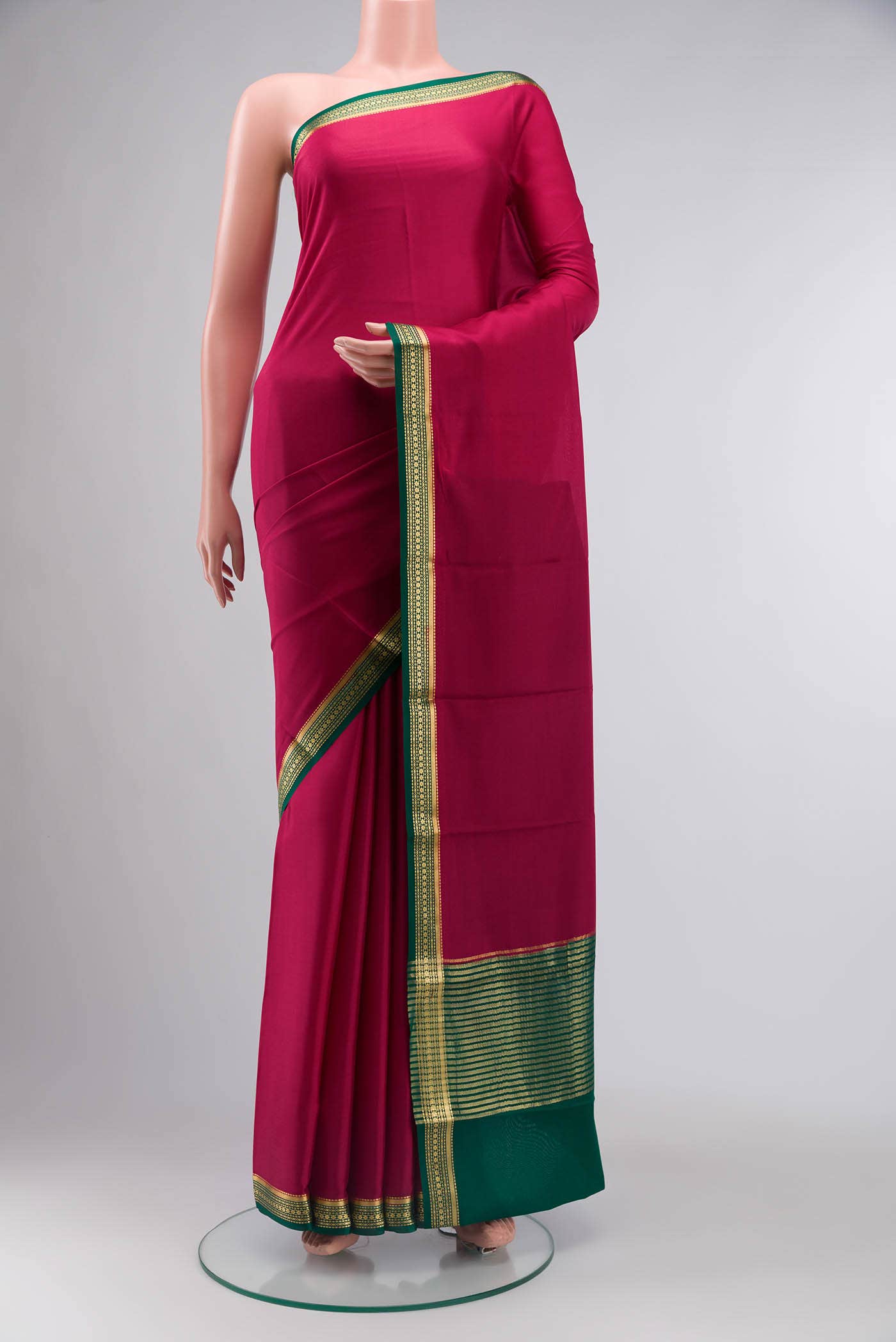 Maroon Mysore Crepe Saree