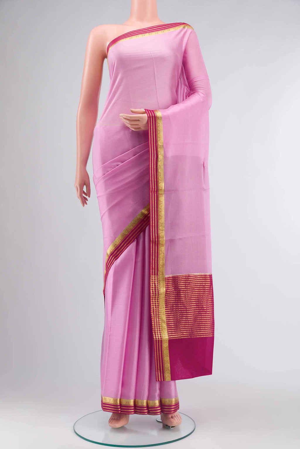 Pink Crepe Saree