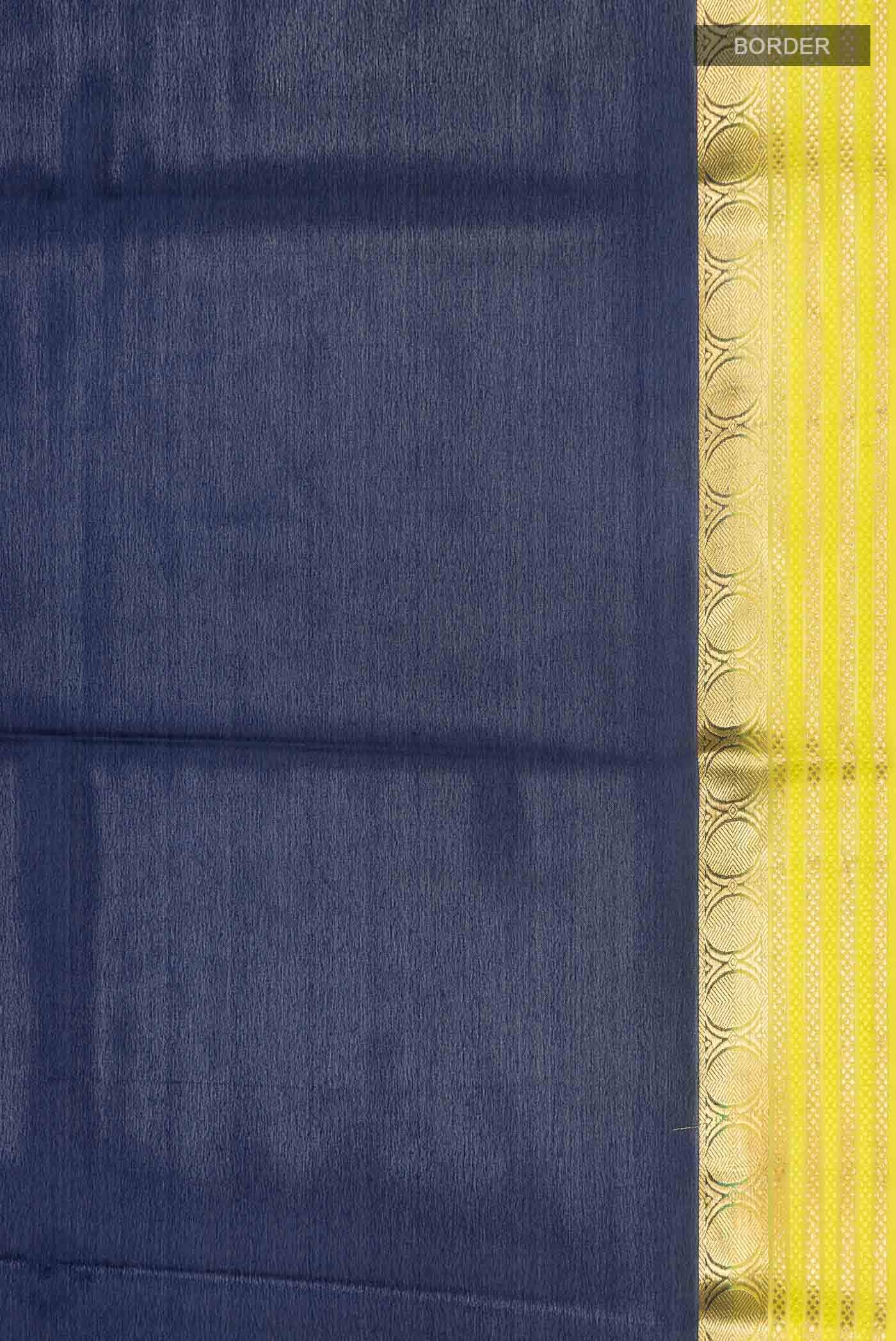 Navy Blue Mysore Crepe Saree
