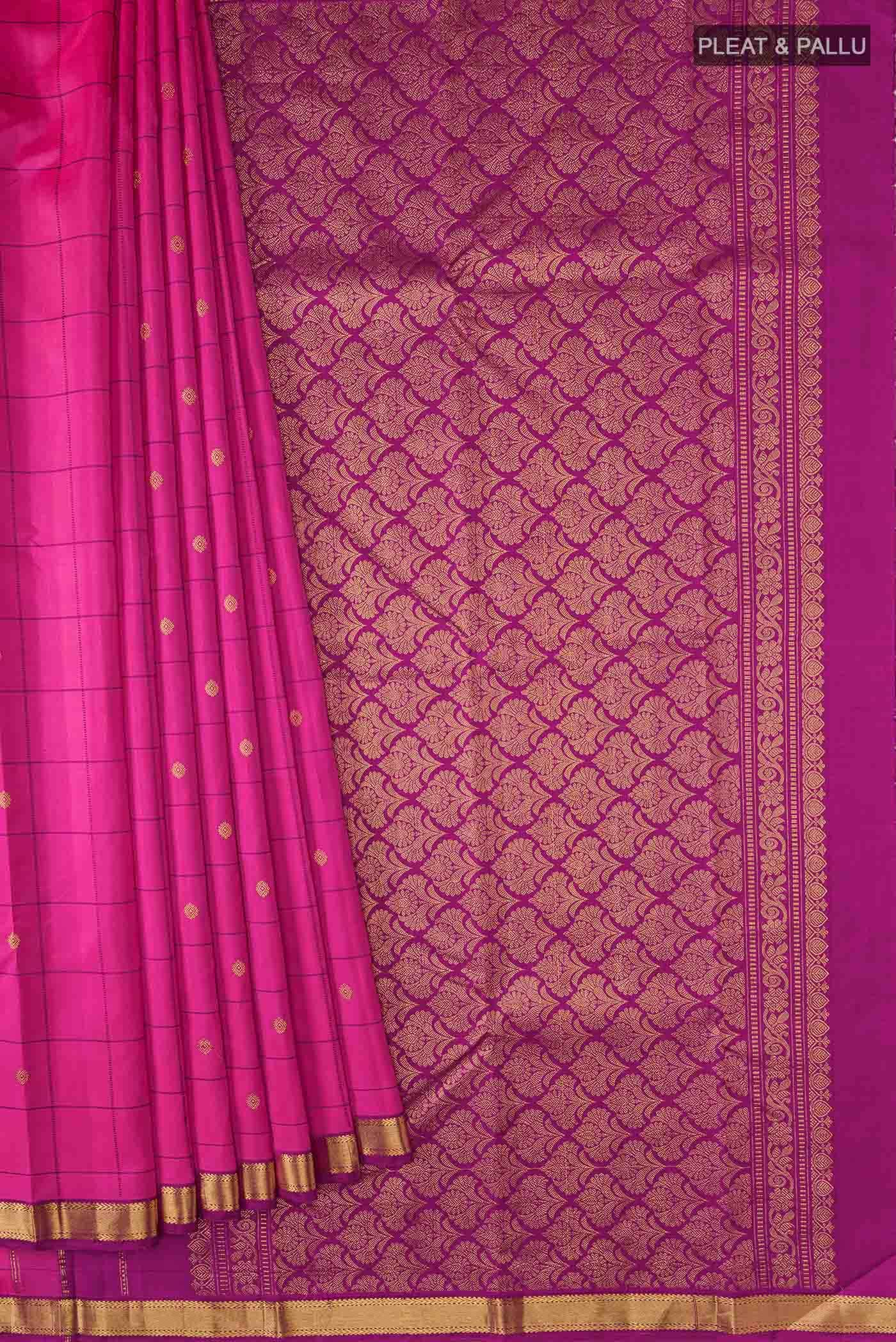 Pure Silk Pure Zari Pink Kanchipuram Saree