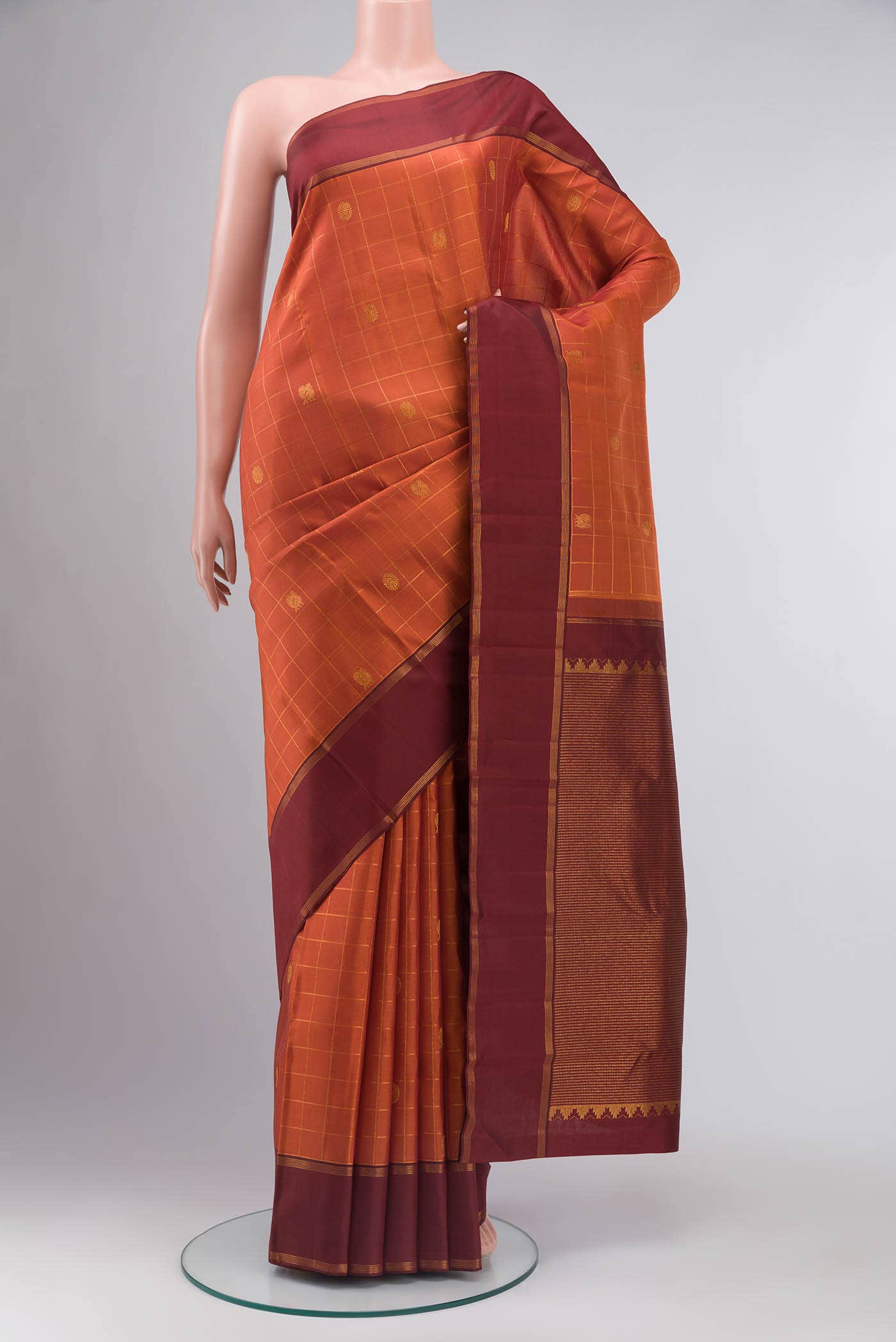 Orange Kanchipuram Silk Saree