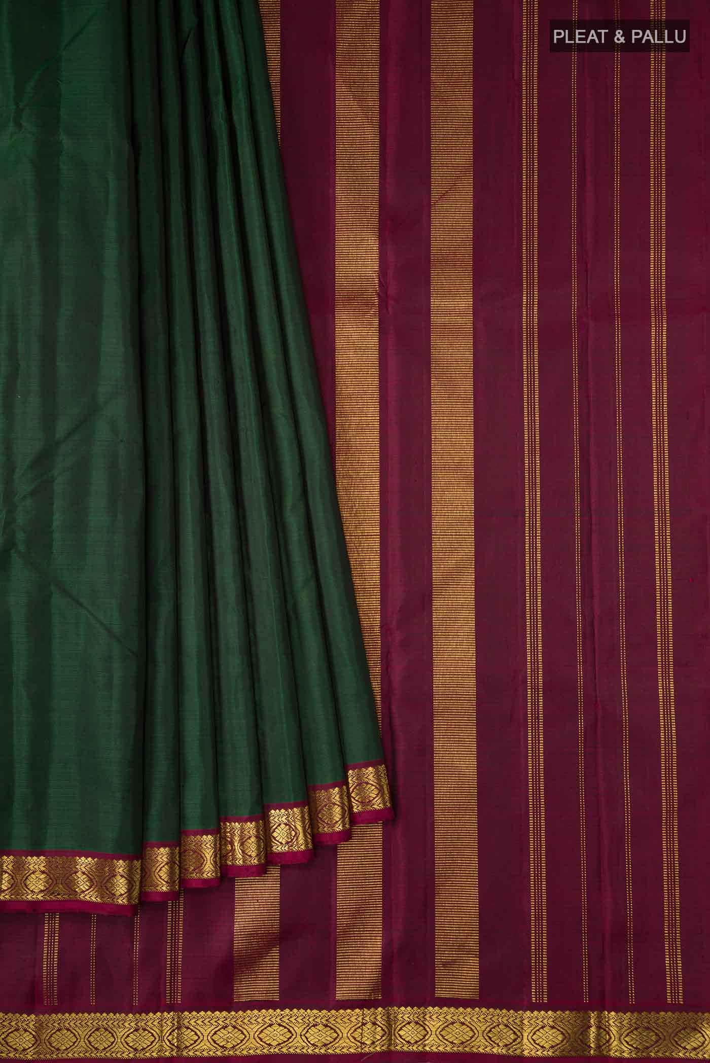 Bottle Green Kanchipuram Silk Saree