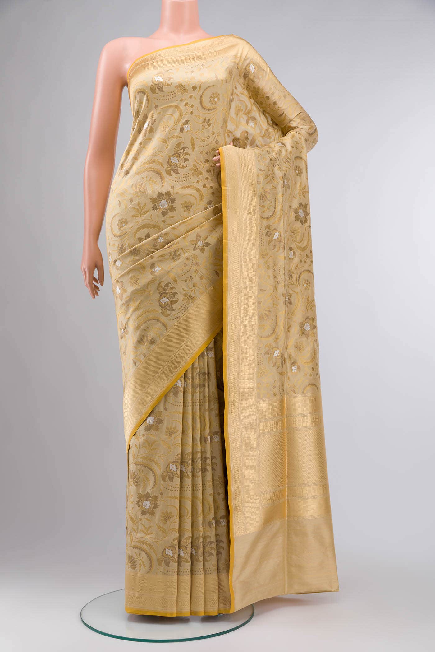 Beige Banarasi Silk Saree