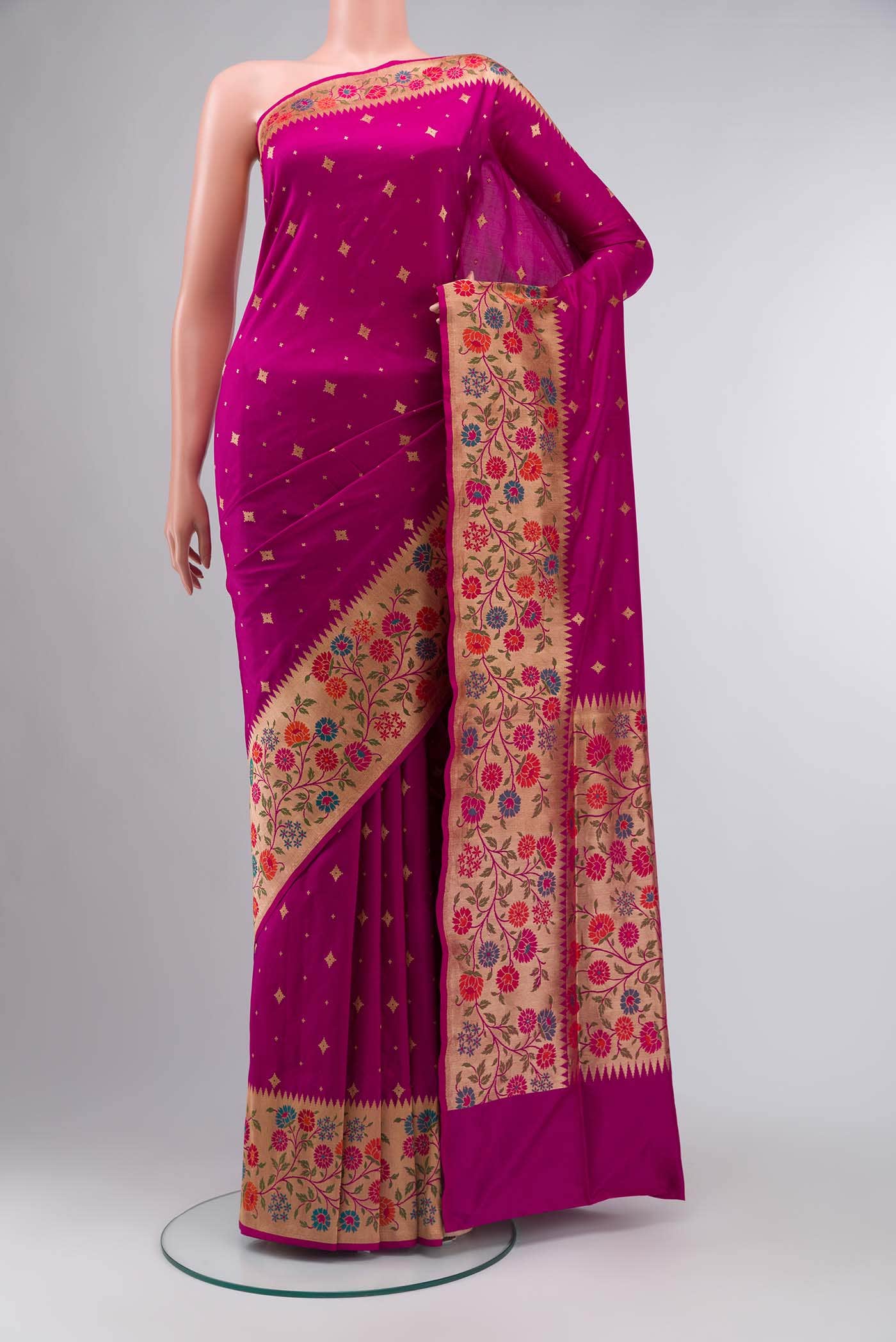 Magenta Banarasi Silk Saree