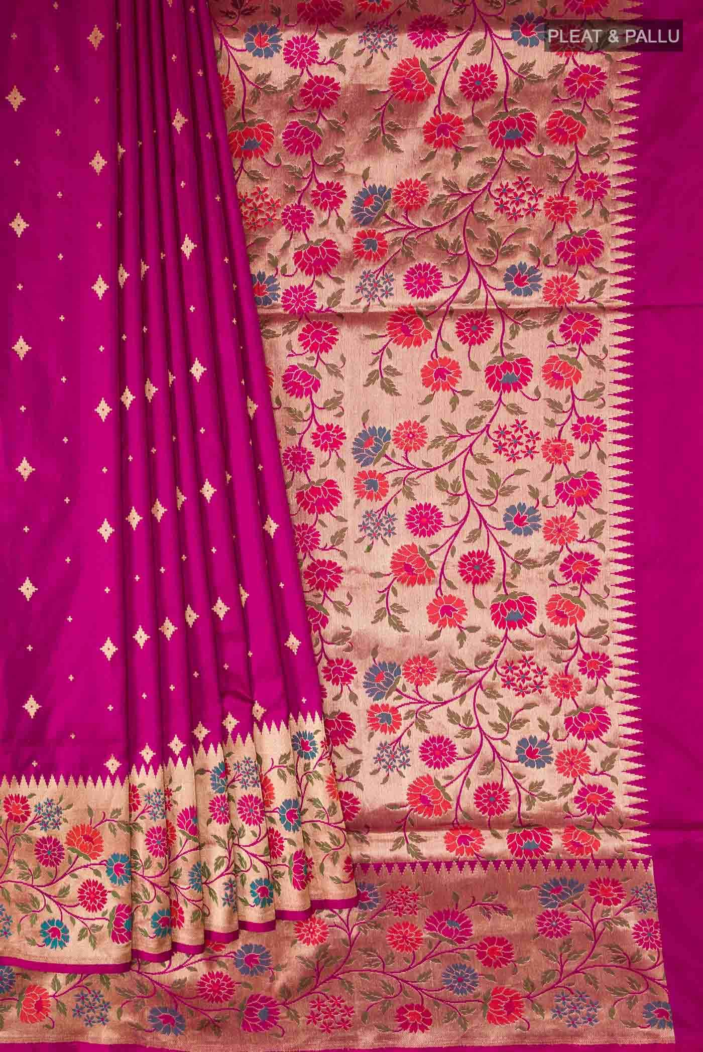Magenta Banarasi Silk Saree