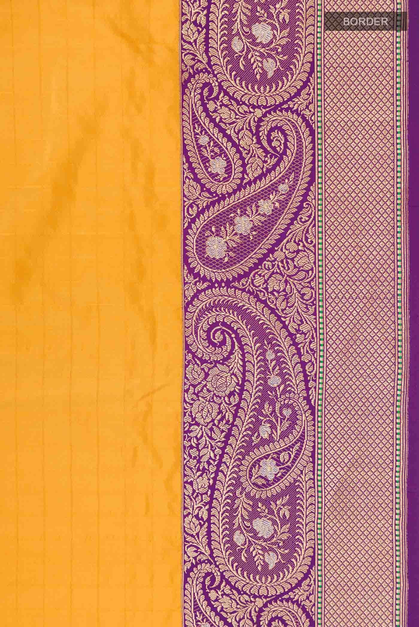 Yellow Banarasi Silk Saree
