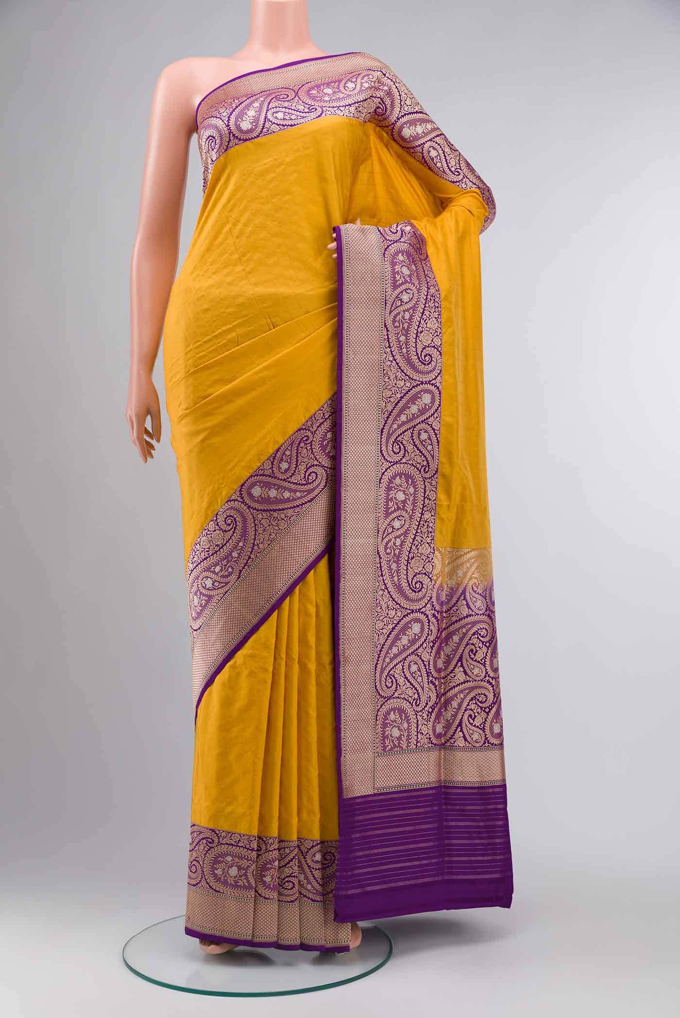 Yellow Banarasi Silk Saree