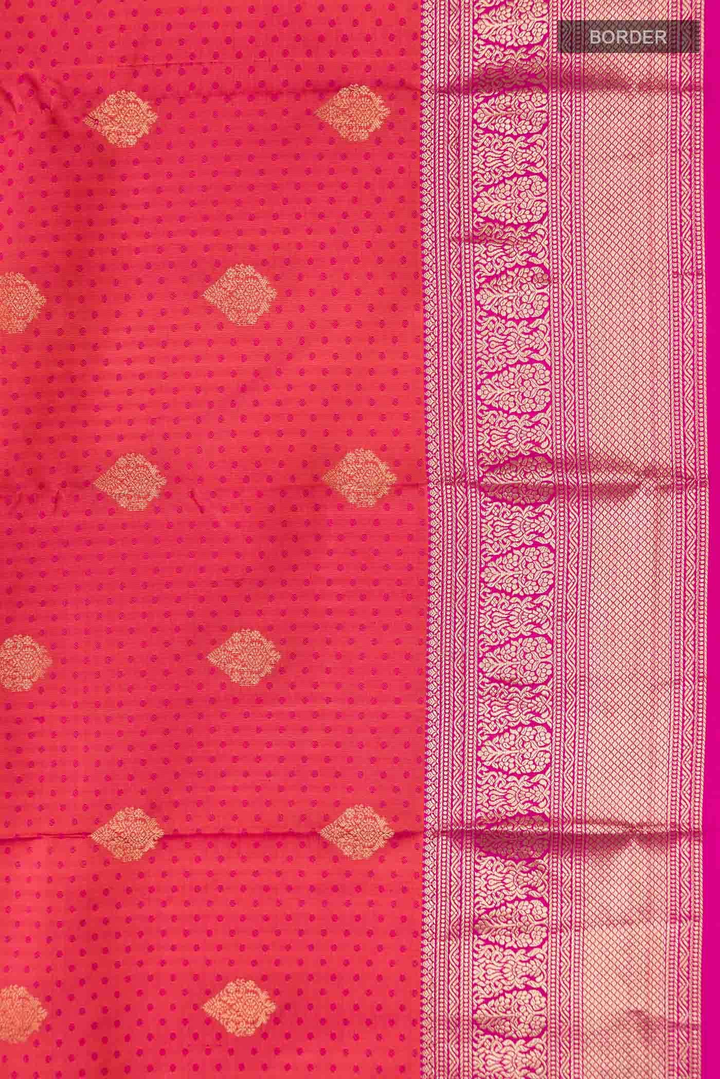 Orange with Pink Dual Tone Kanchipuram Silk Saree