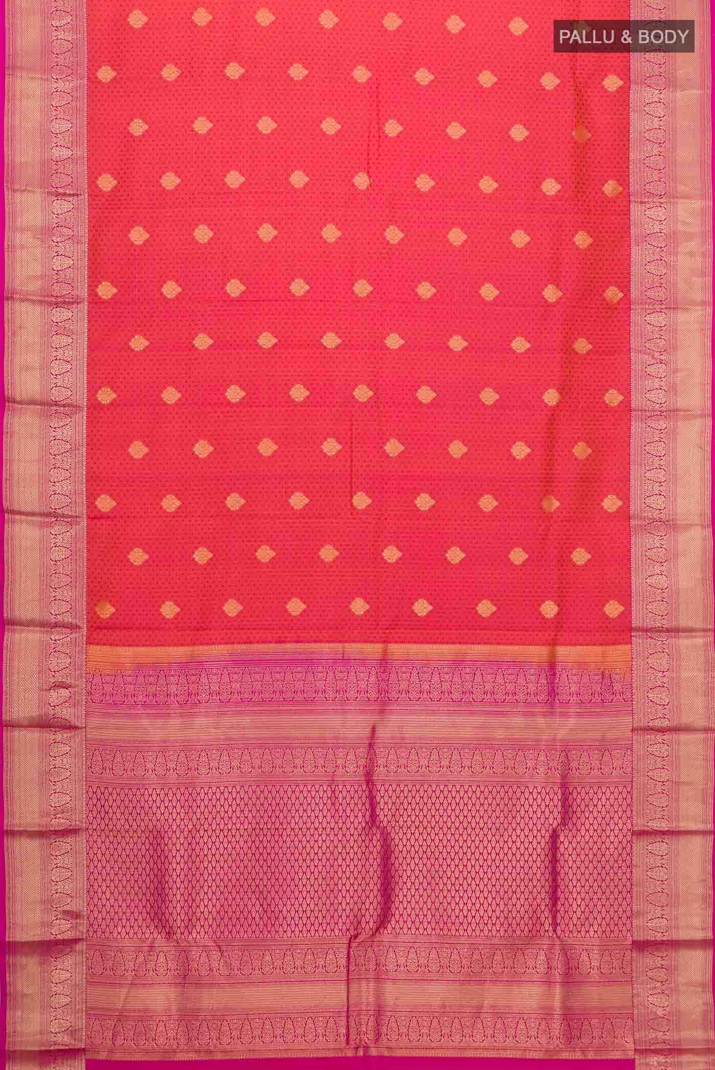 Orange with Pink Dual Tone Kanchipuram Silk Saree