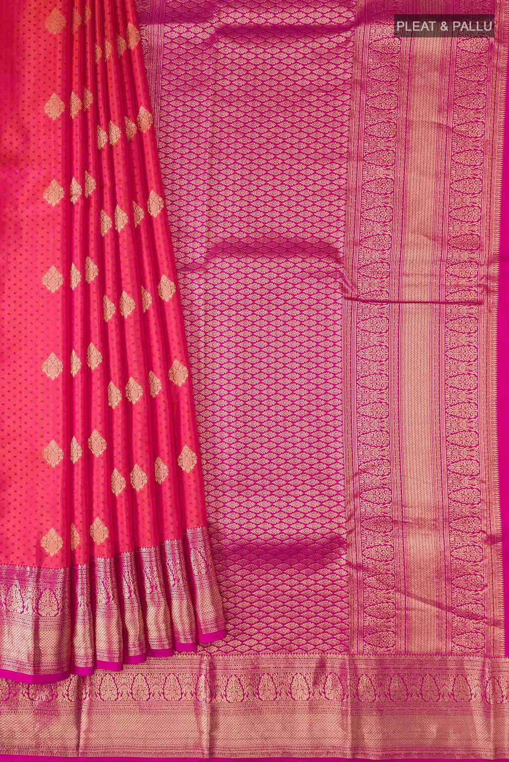 Orange with Pink Dual Tone Kanchipuram Silk Saree
