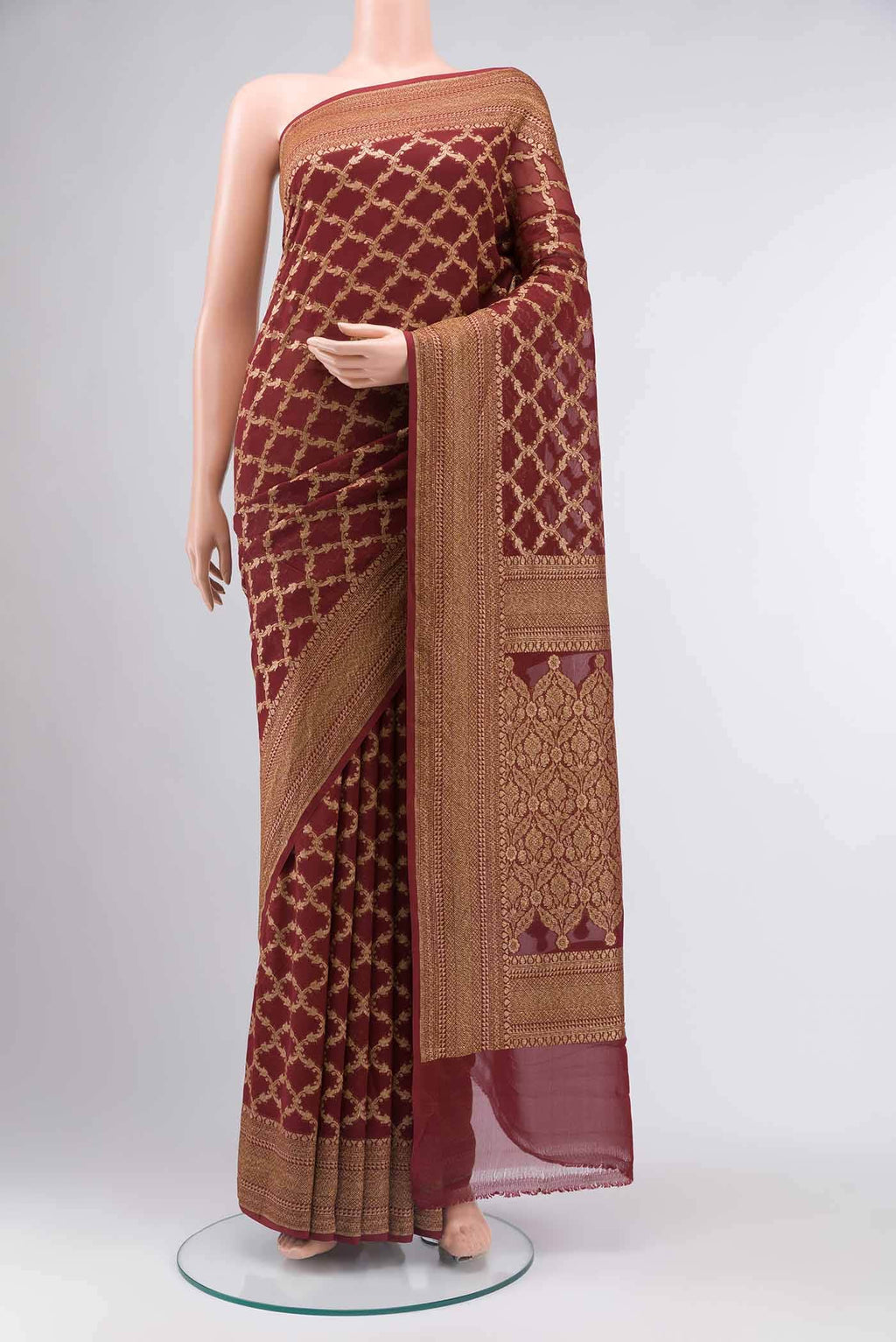 Maroon Banarasi Georgette Saree