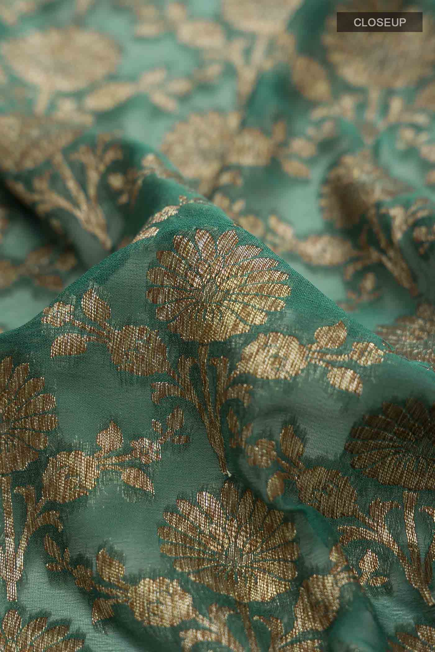 Green Banarasi Georgette Saree