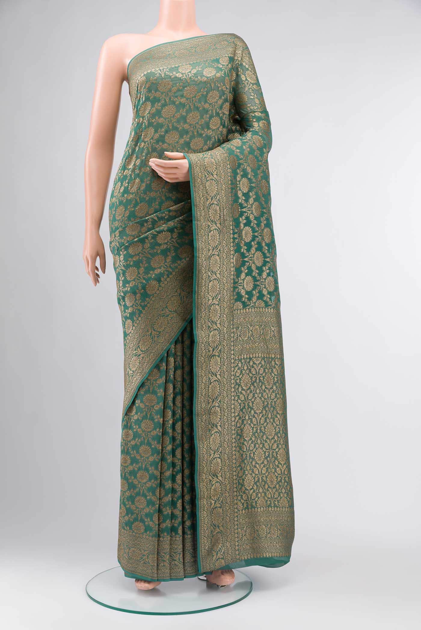 Green Banarasi Georgette Saree
