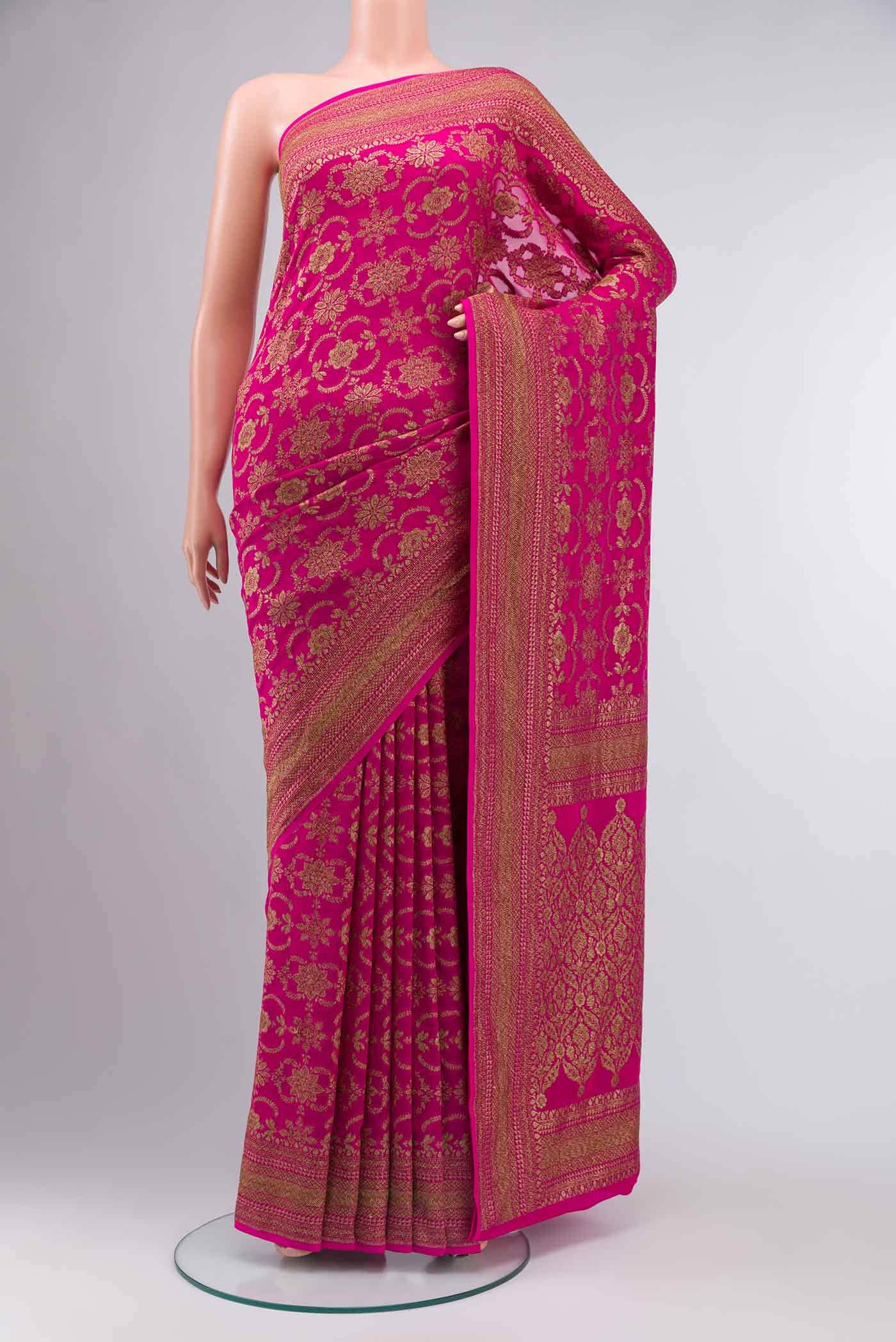 Pink Banarasi Georgette Saree