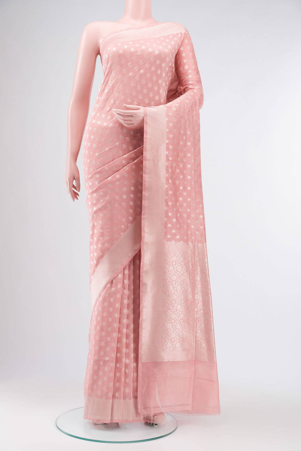 Peach Banarasi Silk Saree