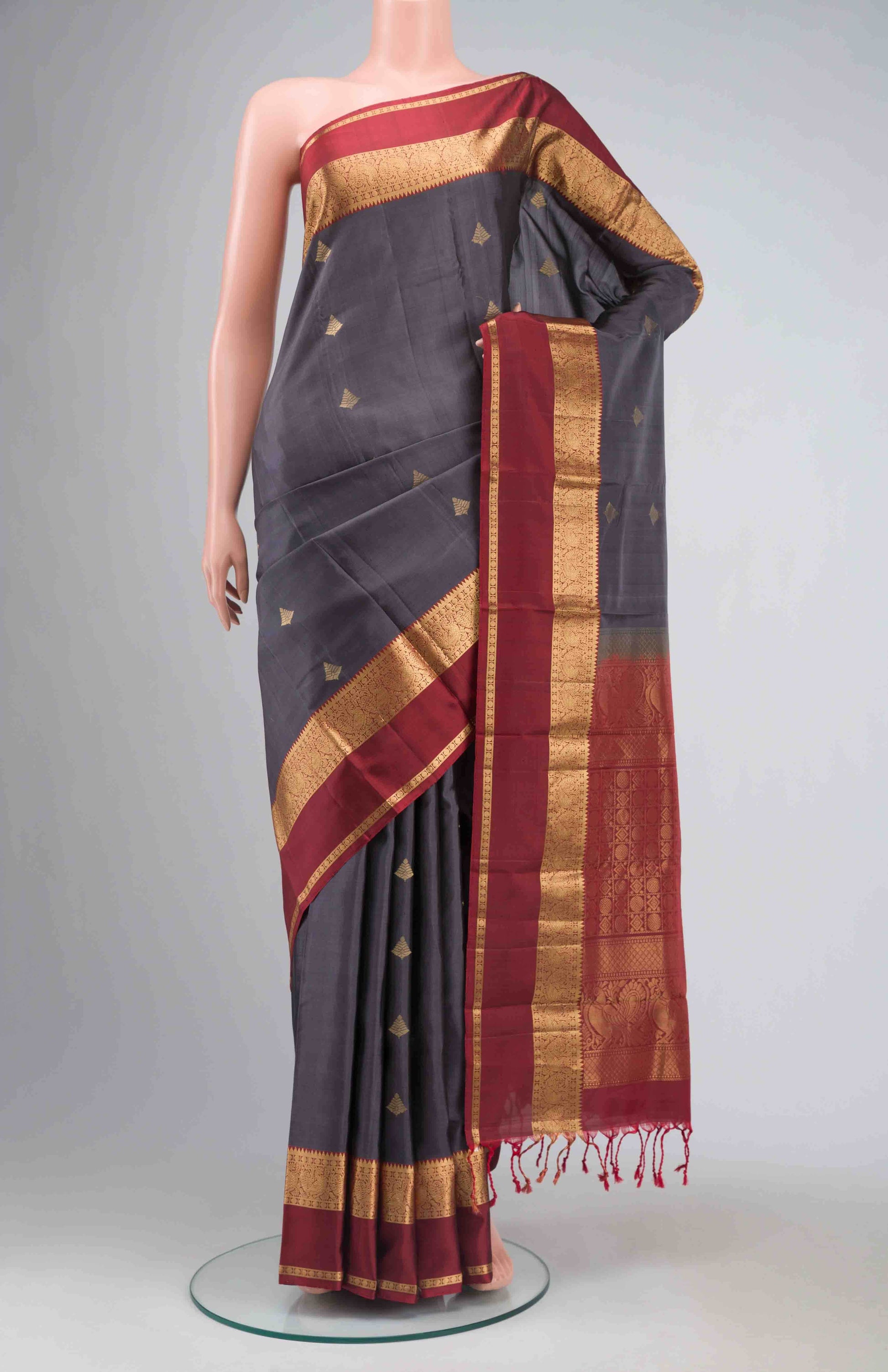 Grey Soft Silk Saree
