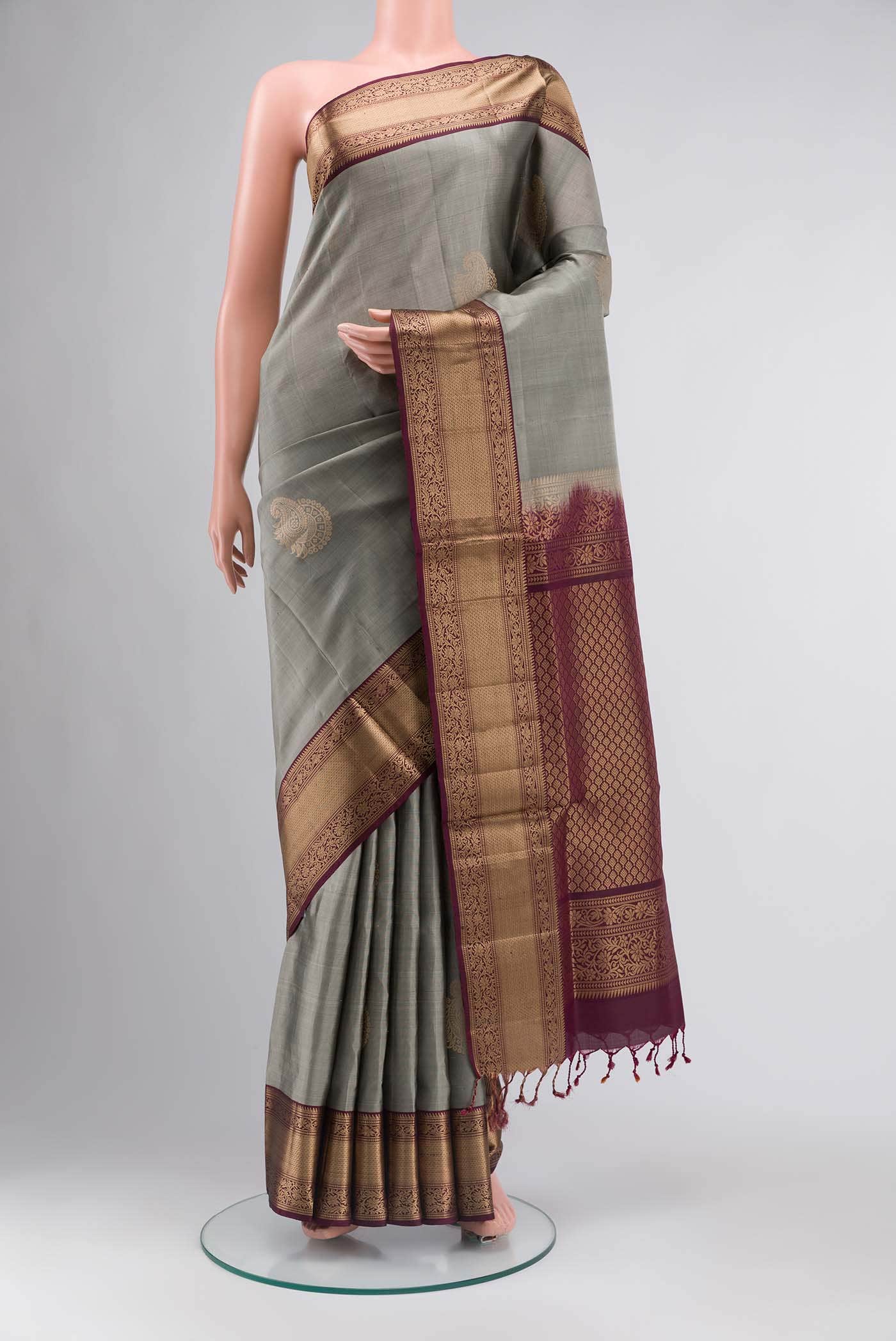Grey Soft Silk Saree